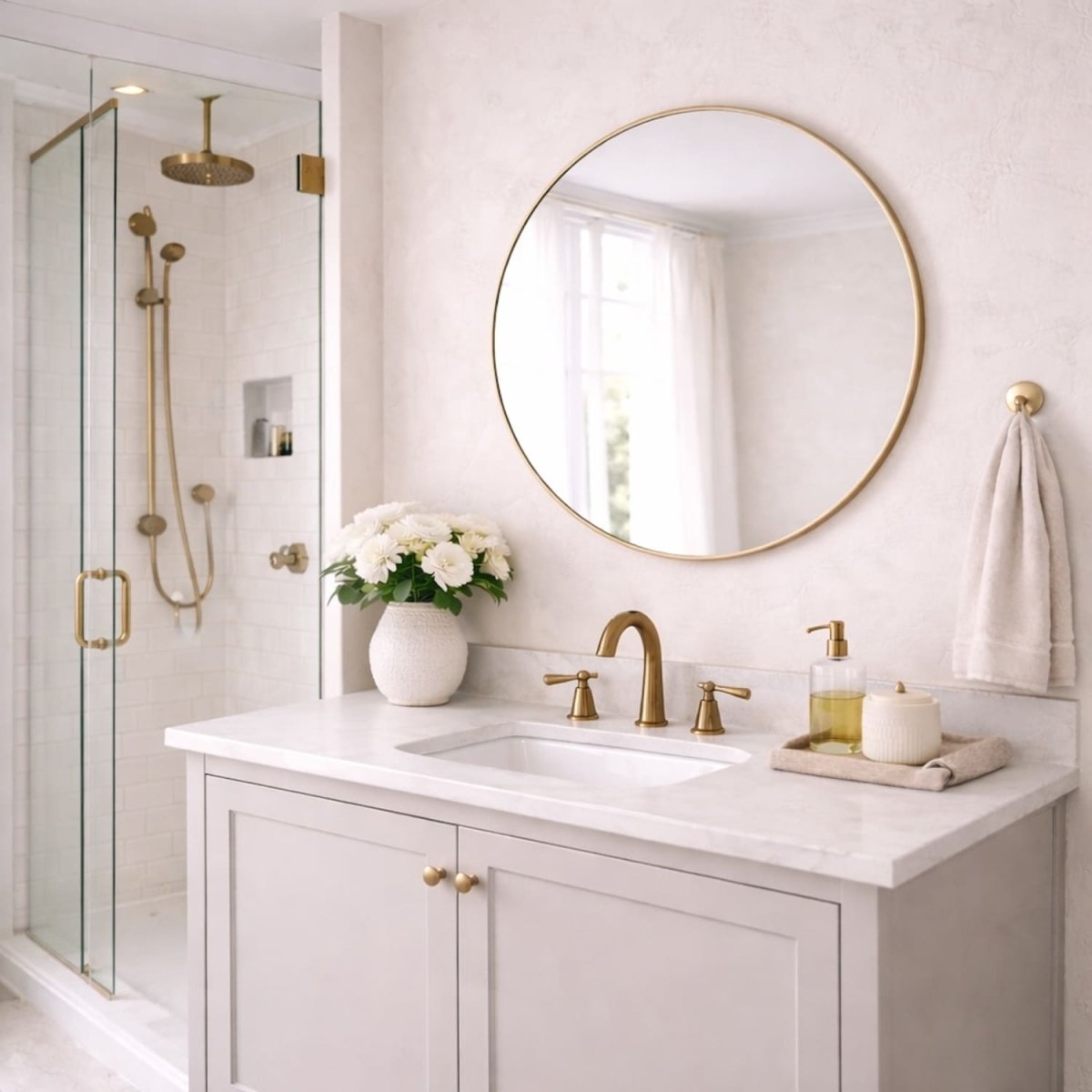 Rei - Round Gold Metal Circle Mirror - 70cm x 70cm - Zestio
