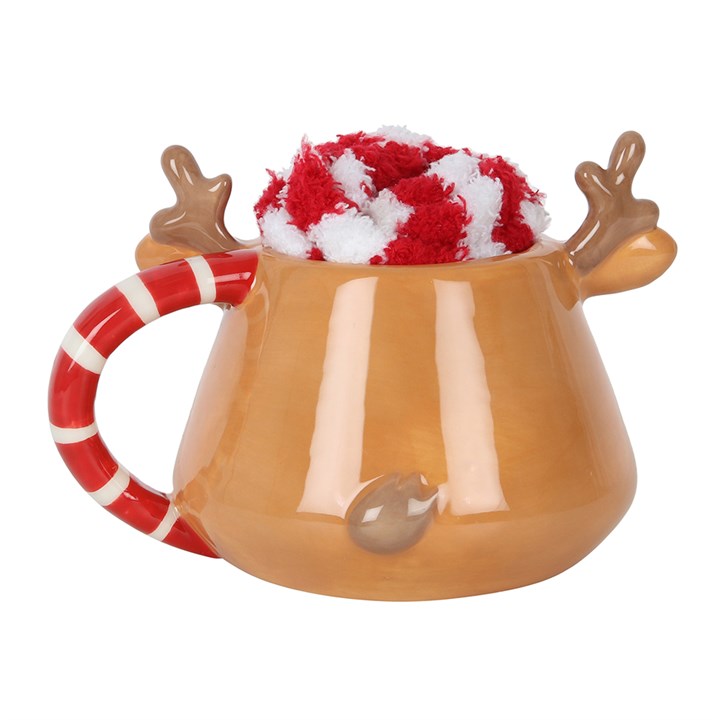 Christmas Reindeer Sock And Mug Set