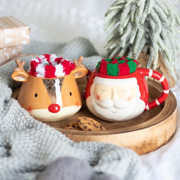 Christmas Reindeer Sock And Mug Set