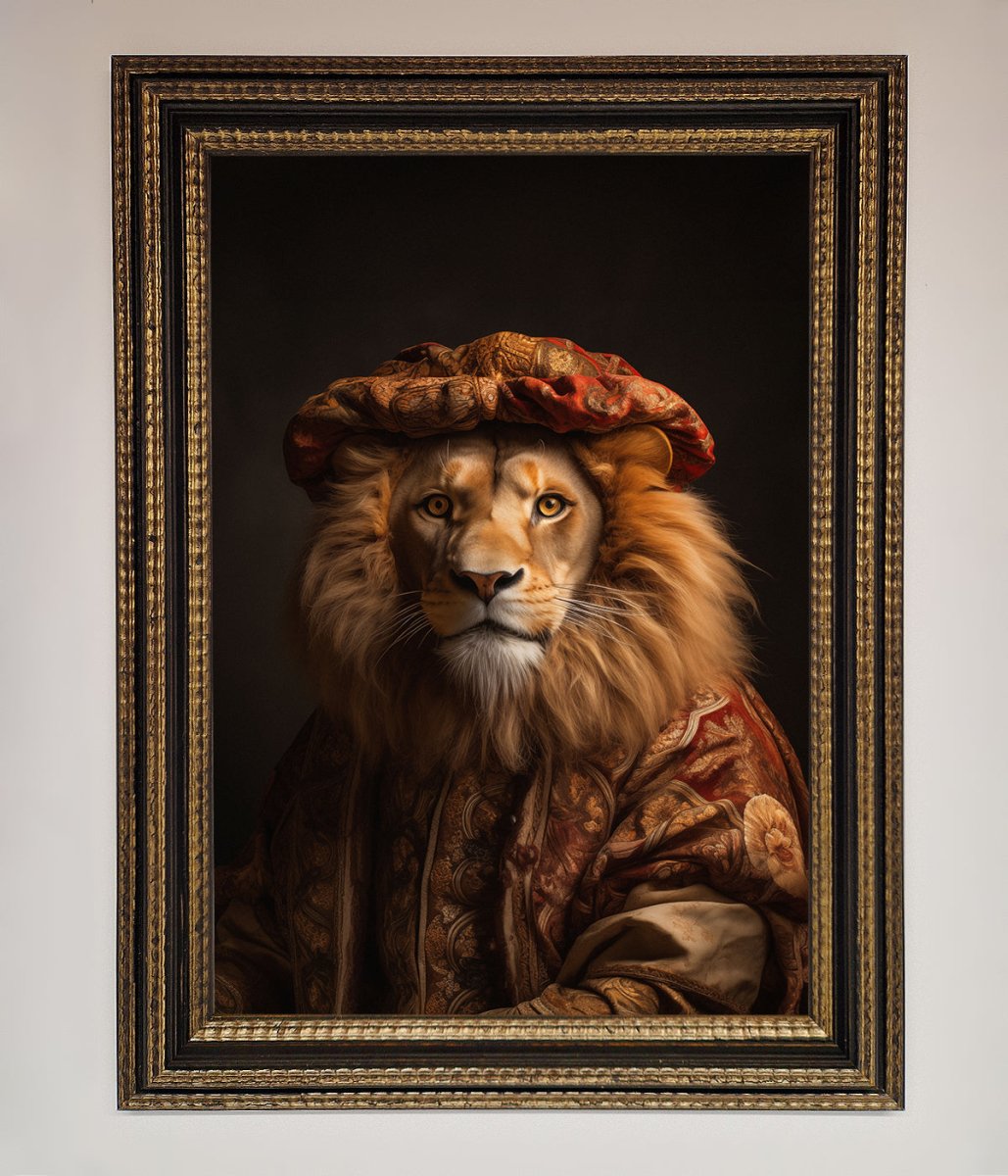 Renaissance Lion Framed Wall Art - Zestio