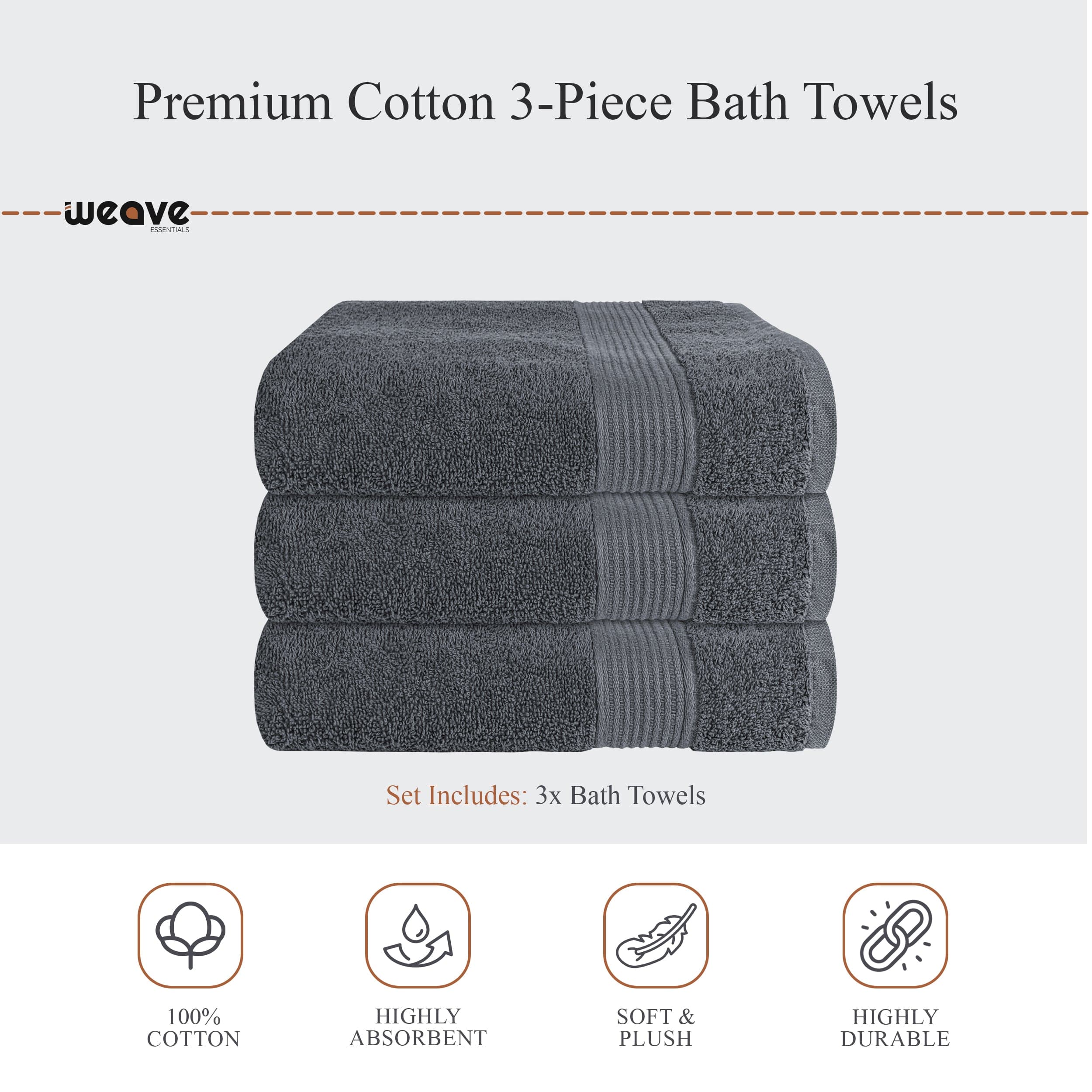 OLIVIA ROCCO Rhodes Towel Grey 100 Percent Cotton Hotel Quality Soft Super Absorbent Hand Bath Towels Sheets Face Cloths Set Includes Washcloths