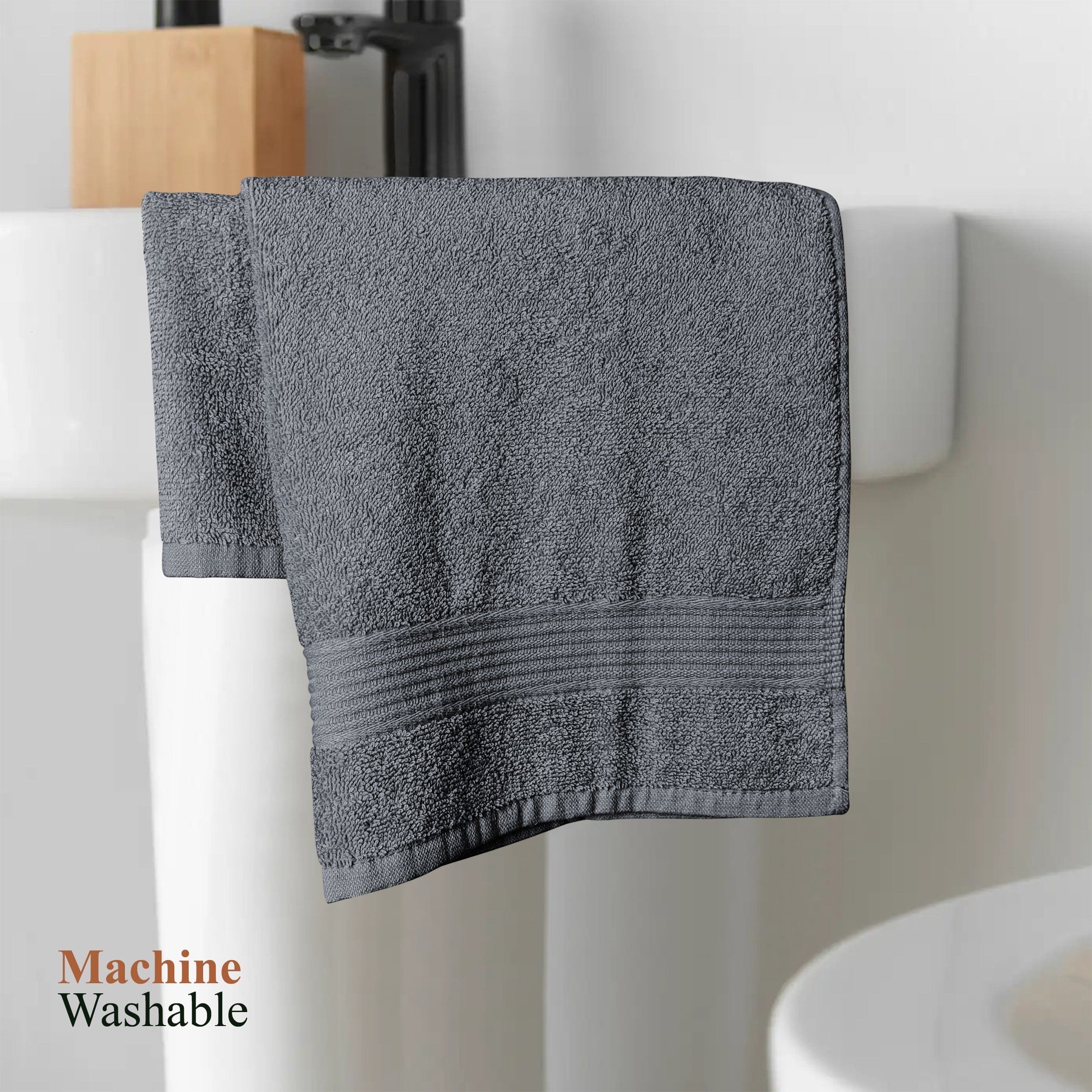 OLIVIA ROCCO Rhodes Towel Grey 100 Percent Cotton Hotel Quality Soft Super Absorbent Hand Bath Towels Sheets Face Cloths Set Includes Washcloths
