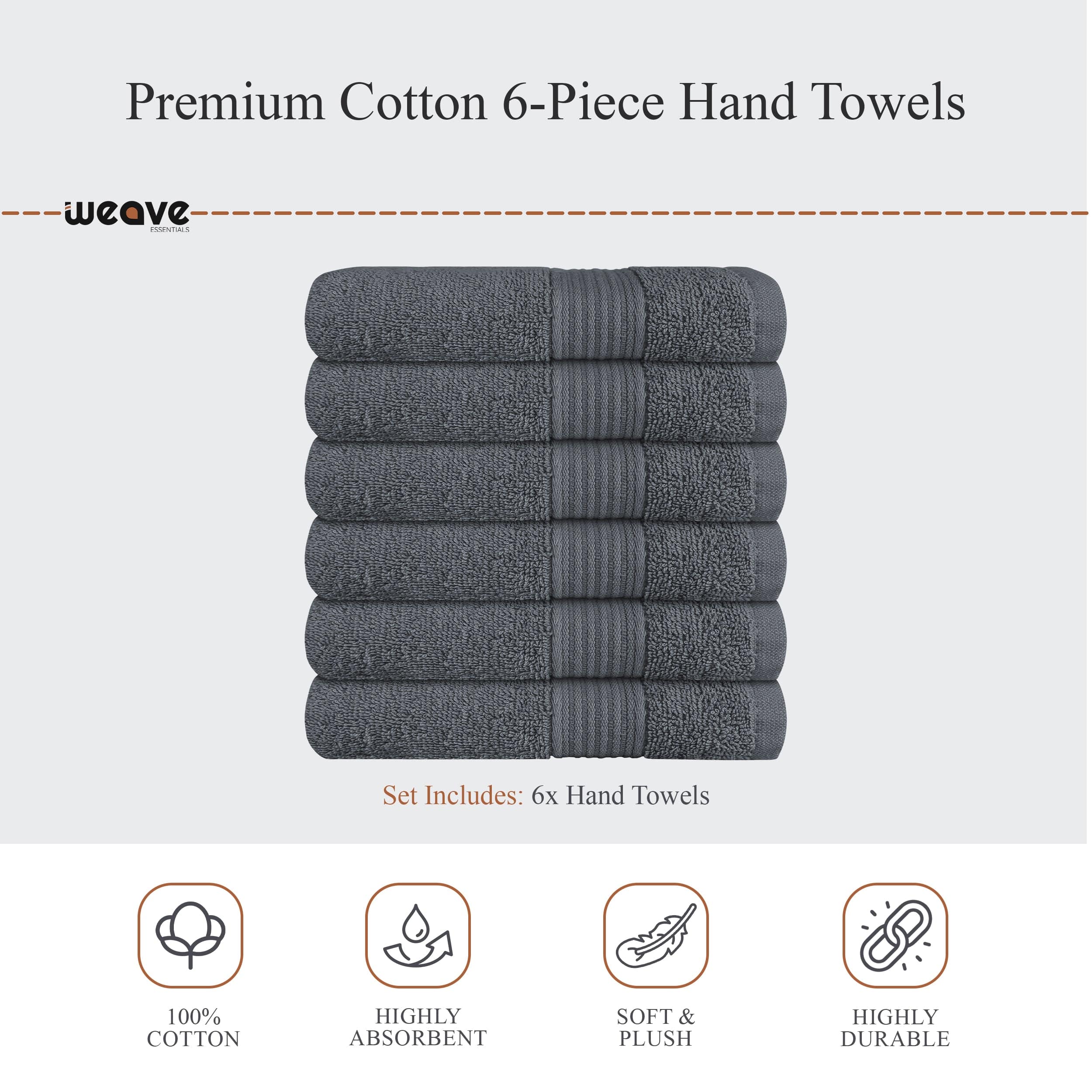 OLIVIA ROCCO Rhodes Towel Grey 100 Percent Cotton Hotel Quality Soft Super Absorbent Hand Bath Towels Sheets Face Cloths Set Includes Washcloths