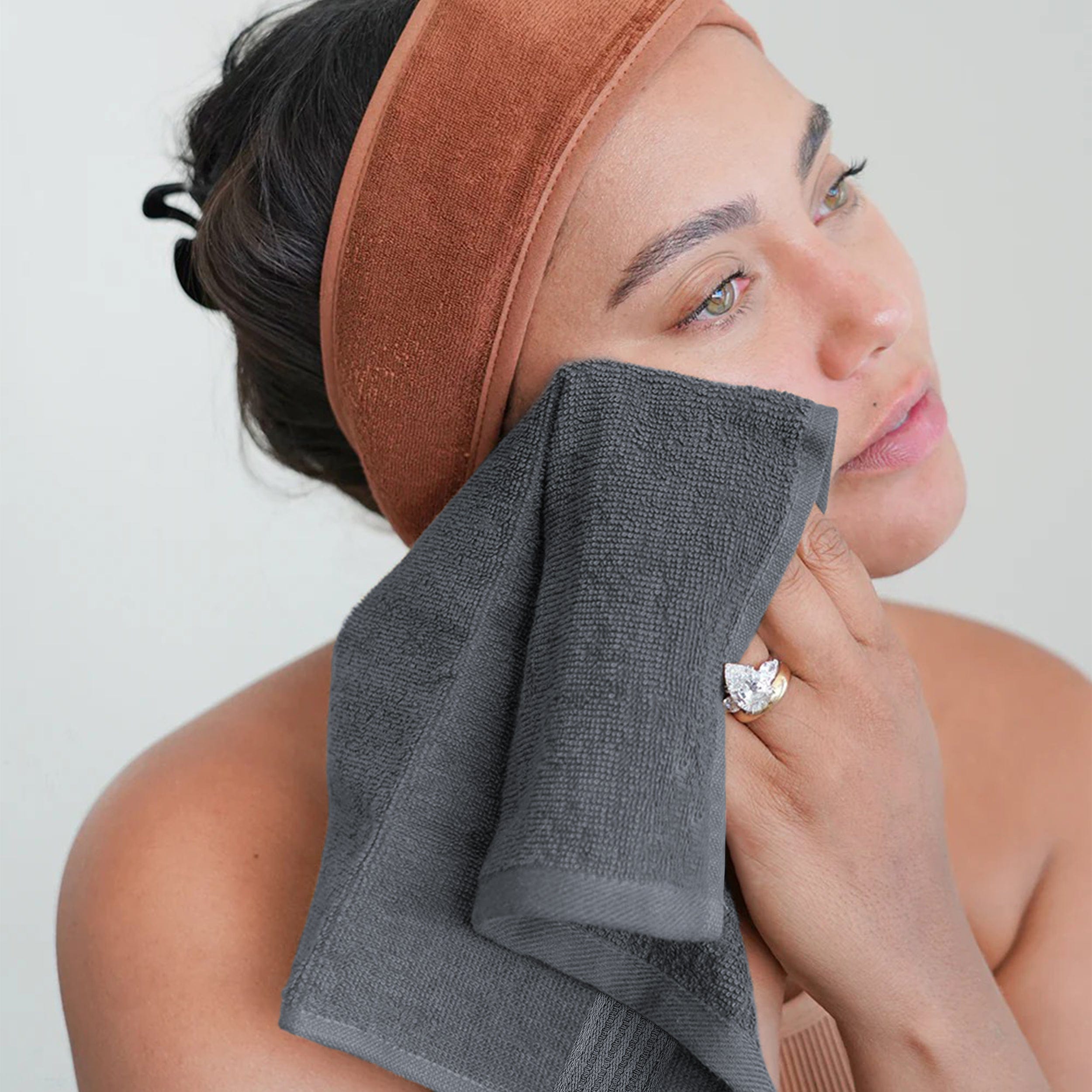 OLIVIA ROCCO Rhodes Towel Grey 100 Percent Cotton Hotel Quality Soft Super Absorbent Hand Bath Towels Sheets Face Cloths Set Includes Washcloths