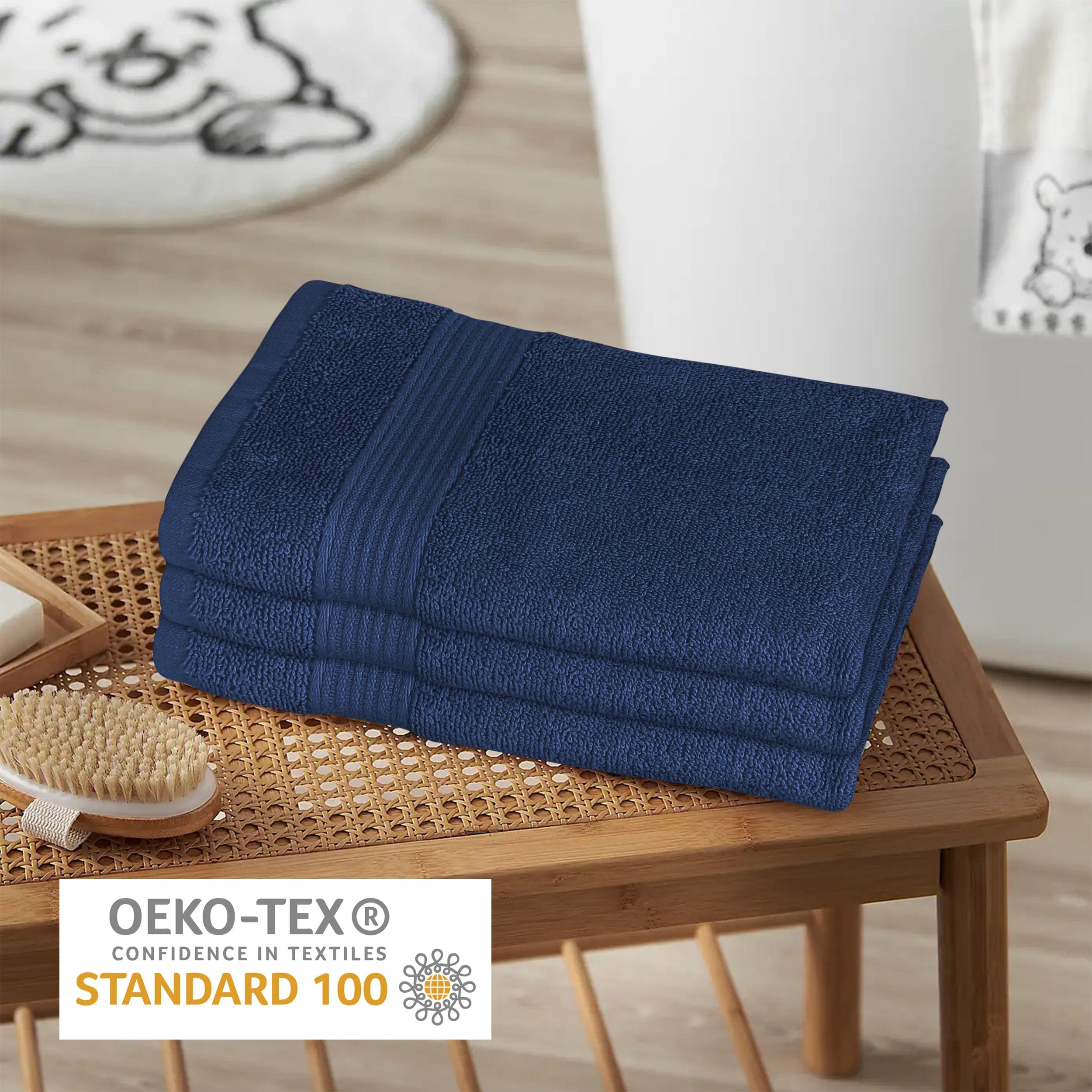 OLIVIA ROCCO Rhodes Towel Royal Blue 100% Cotton Hotel Quality Soft Super Absorbent Hand Bath Towels Sheets And Face Cloths