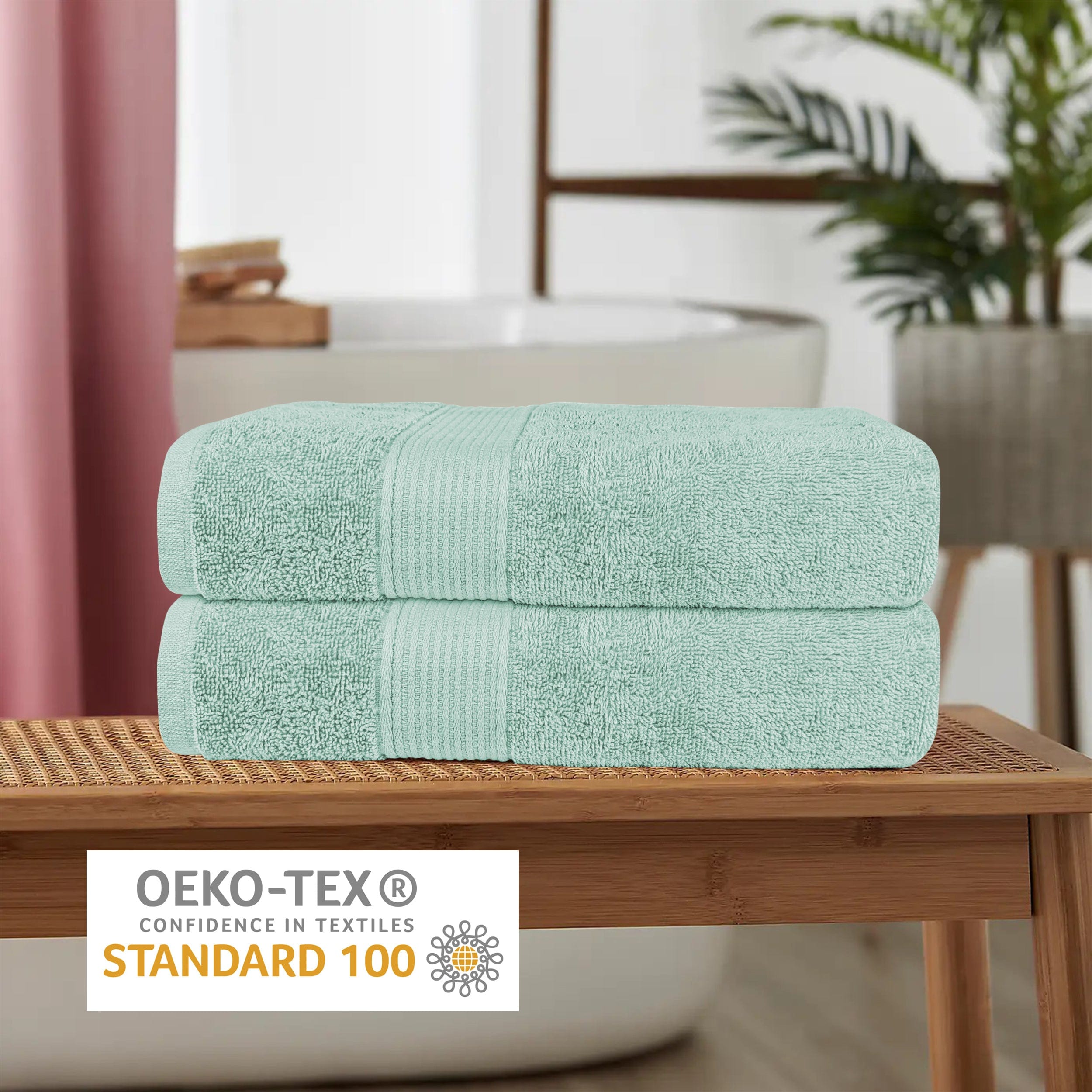 OLIVIA ROCCO Rhodes Towel Seafoam 100 Percent Cotton Hotel Quality Soft Super Absorbent Hand Towels Sheets And Face Cloths