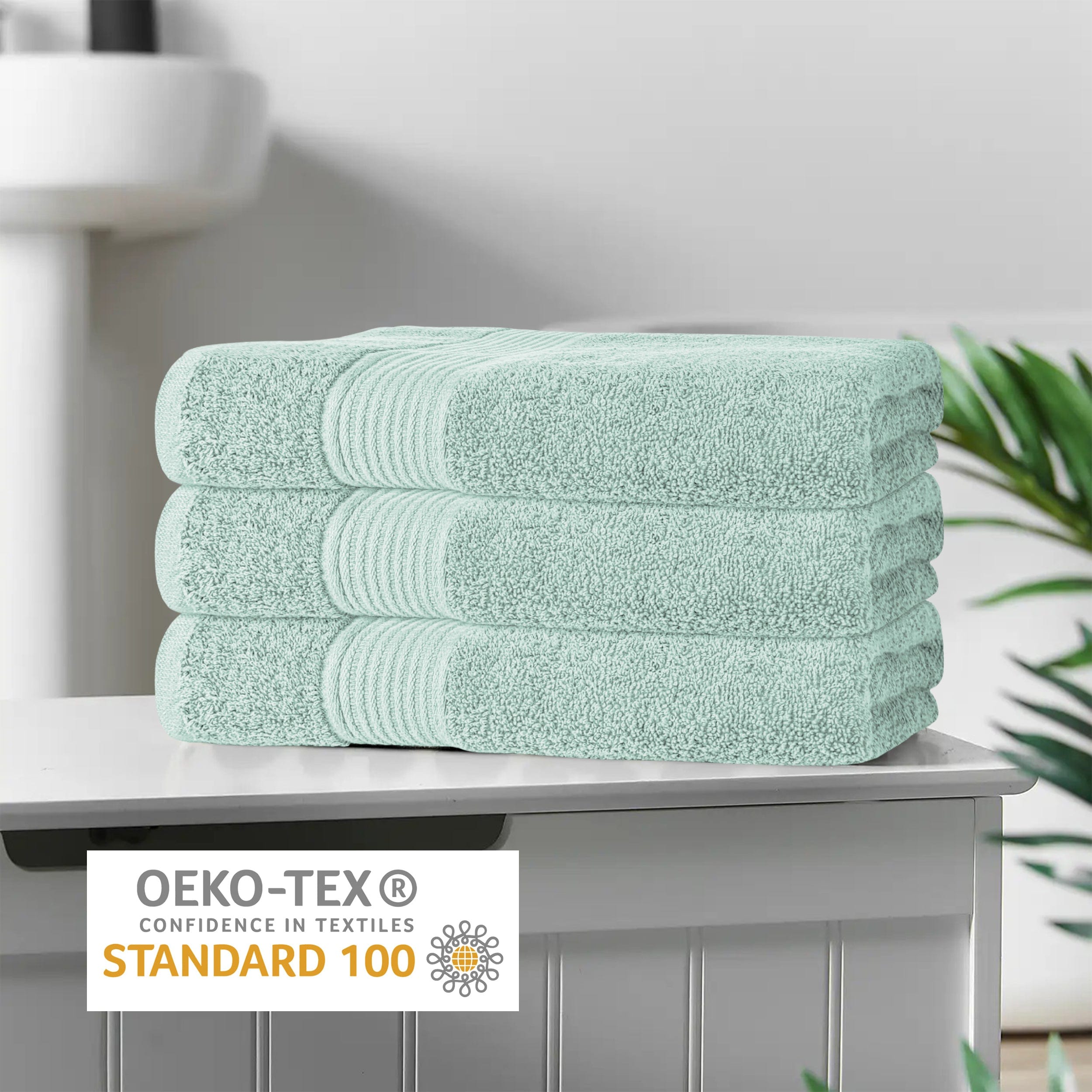 OLIVIA ROCCO Rhodes Towel Seafoam 100 Percent Cotton Hotel Quality Soft Super Absorbent Hand Towels Sheets And Face Cloths