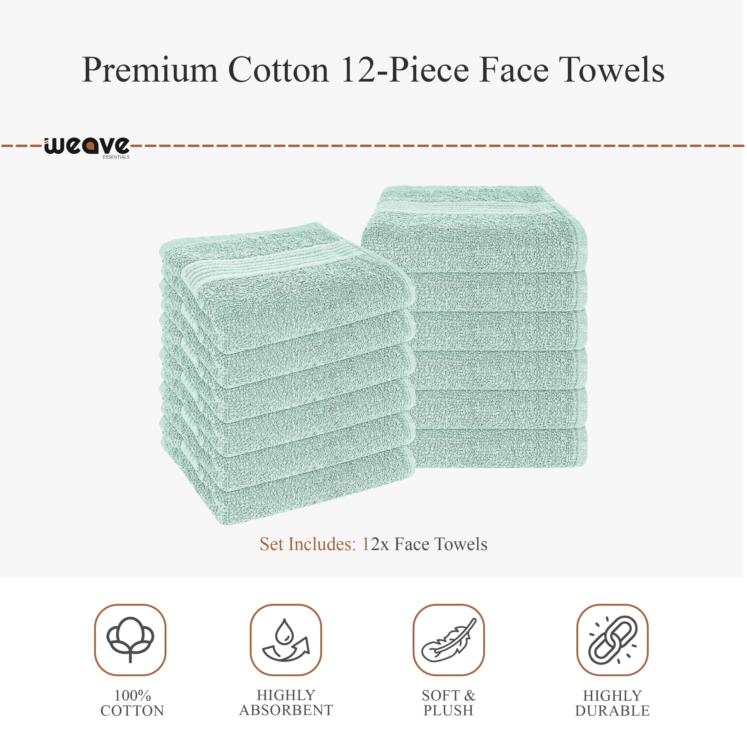 OLIVIA ROCCO Rhodes Towel Seafoam 100 Percent Cotton Hotel Quality Soft Super Absorbent Hand Towels Sheets And Face Cloths