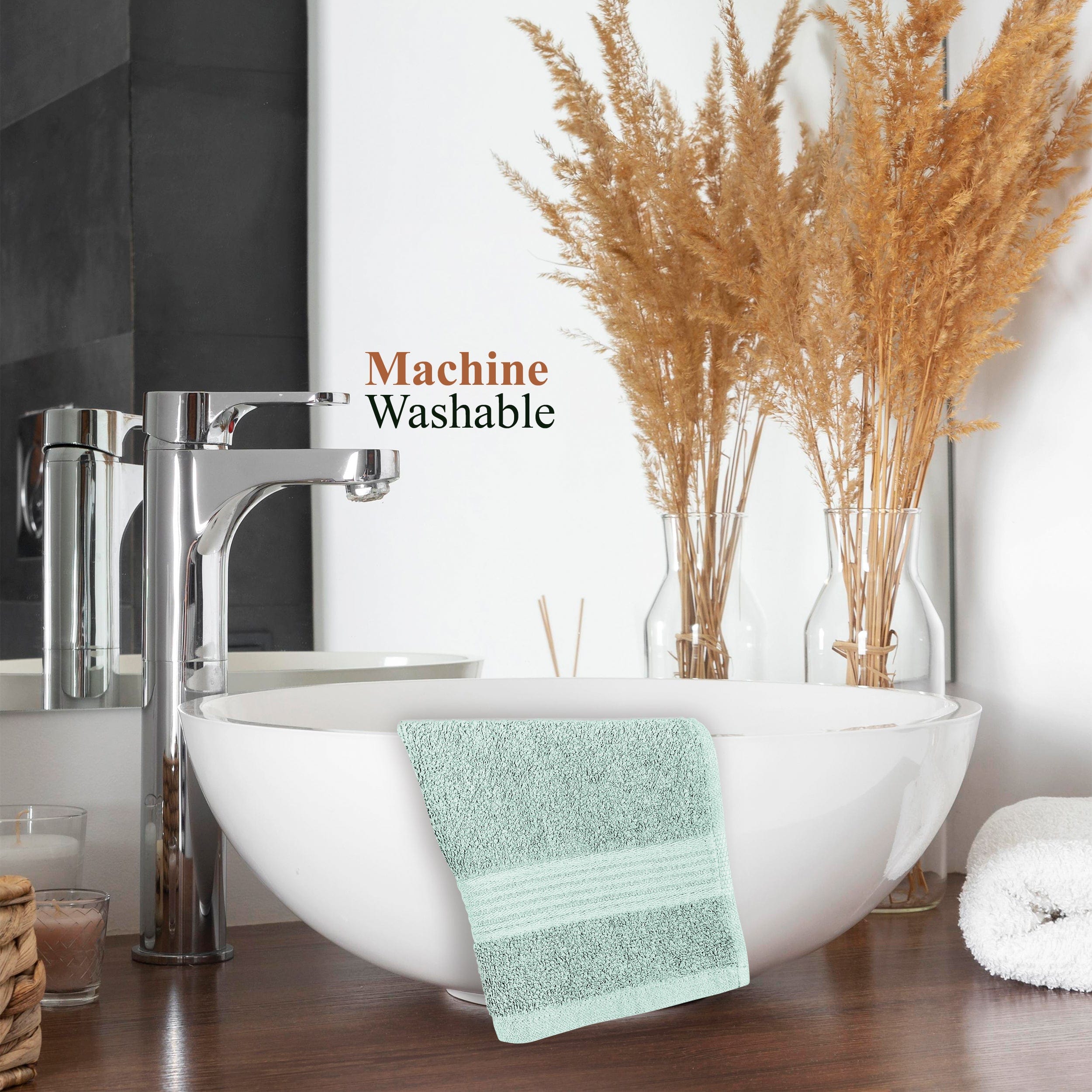OLIVIA ROCCO Rhodes Towel Seafoam 100 Percent Cotton Hotel Quality Soft Super Absorbent Hand Towels Sheets And Face Cloths
