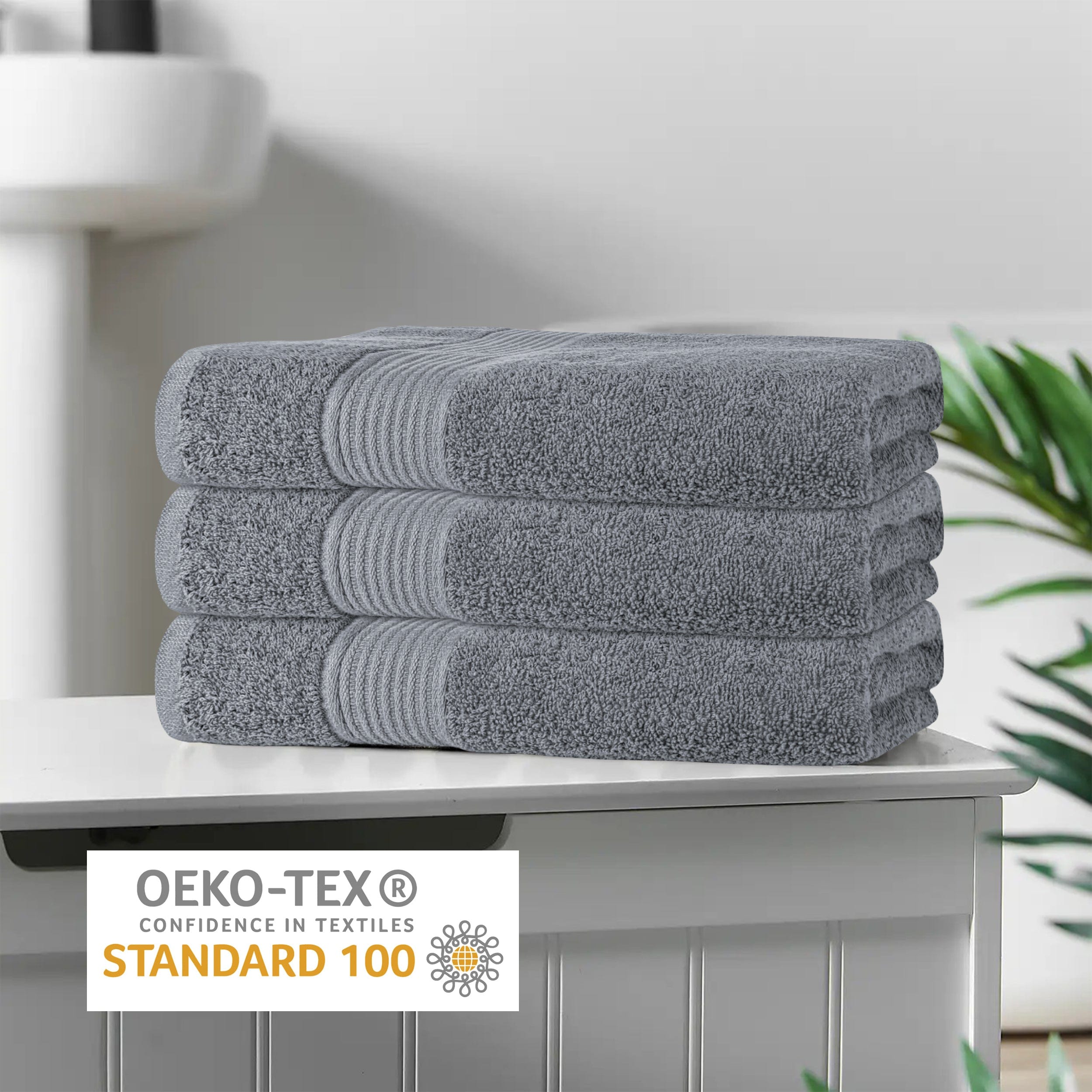 OLIVIA ROCCO Rhodes Towel Silver 100 Percent Cotton Hotel Quality Soft And Ultra Absorbent Hand Bath Towels Sheets And Face Cloths Set