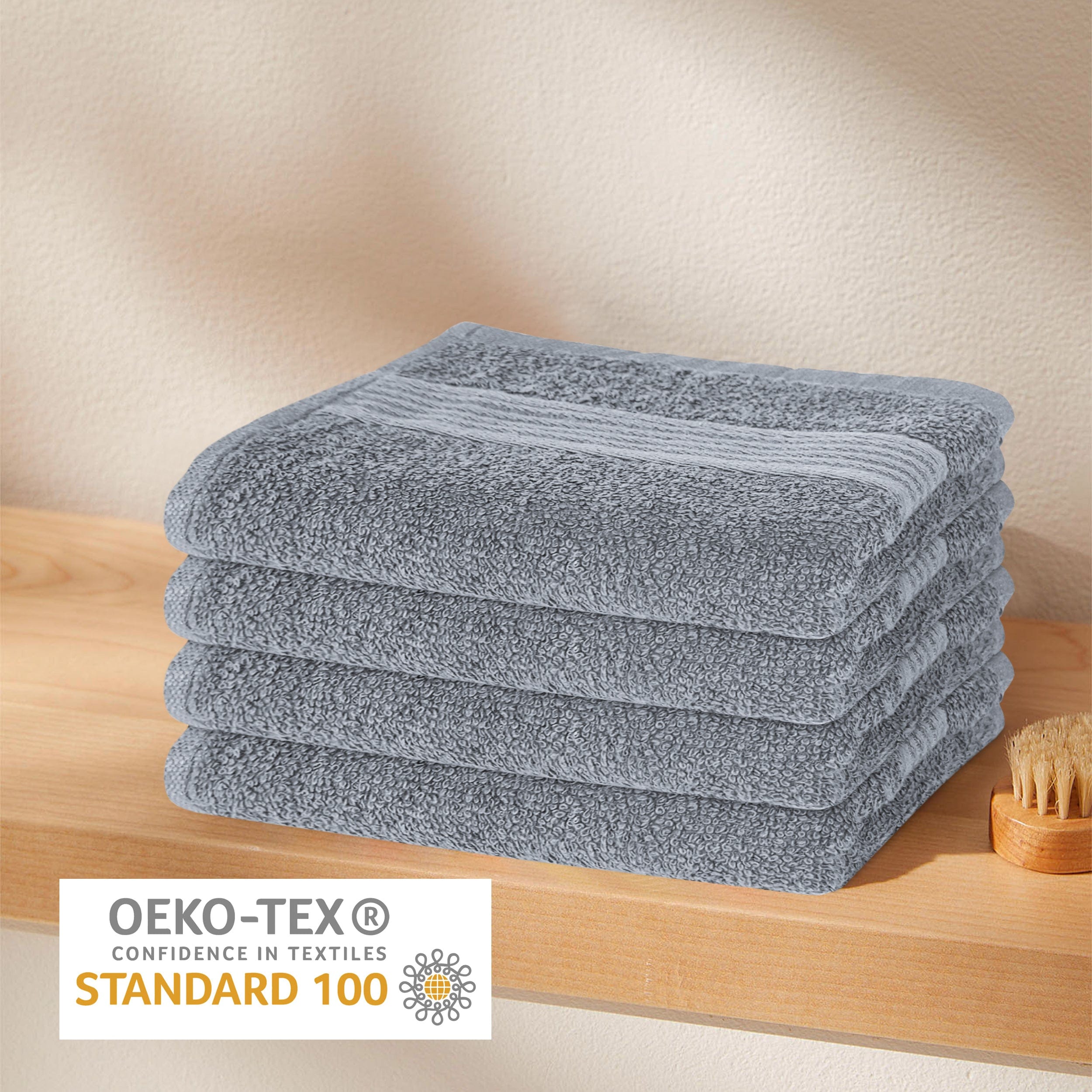 OLIVIA ROCCO Rhodes Towel Silver 100 Percent Cotton Hotel Quality Soft And Ultra Absorbent Hand Bath Towels Sheets And Face Cloths Set