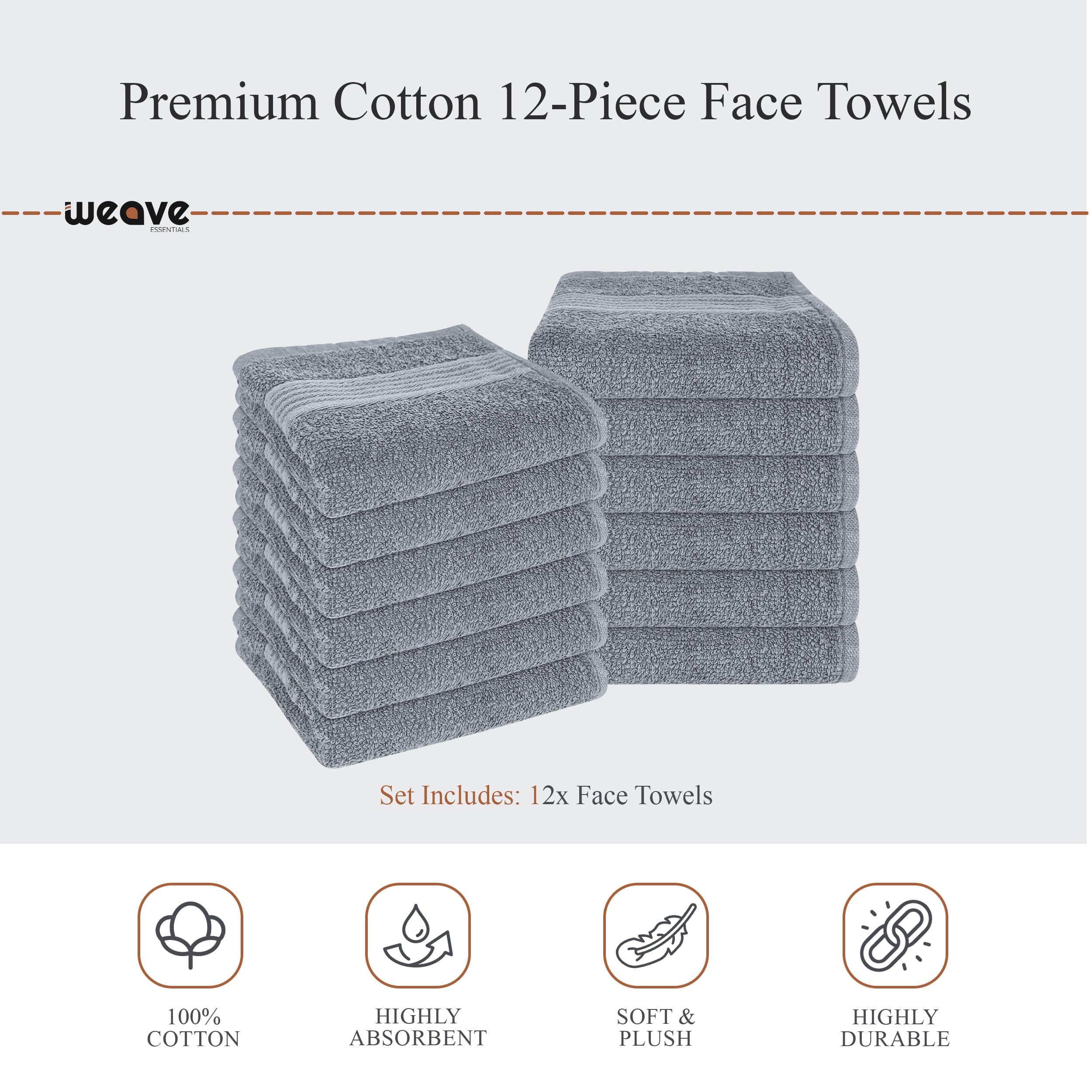 OLIVIA ROCCO Rhodes Towel Silver 100 Percent Cotton Hotel Quality Soft And Ultra Absorbent Hand Bath Towels Sheets And Face Cloths Set