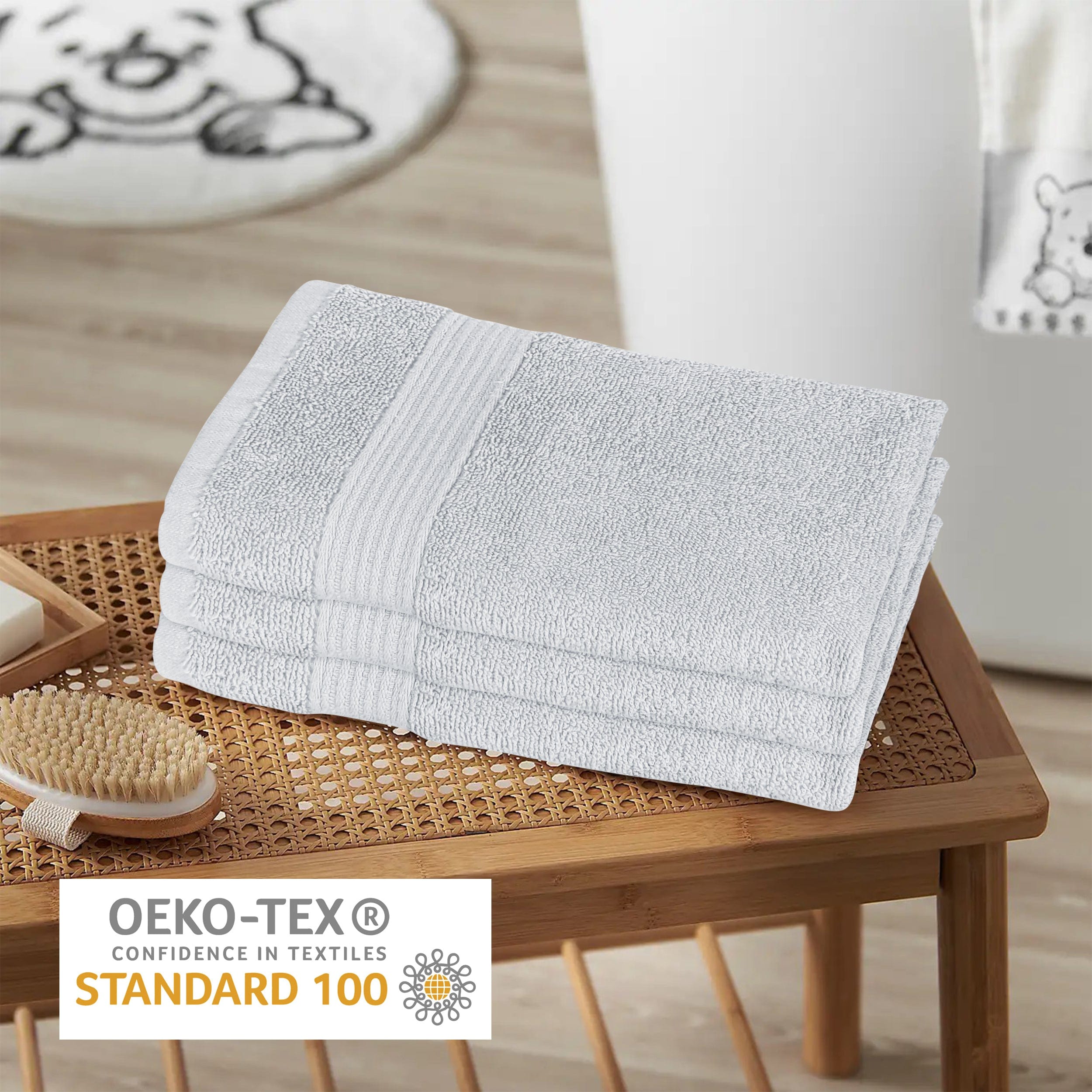 OLIVIA ROCCO Rhodes Towel White 100% Cotton Hotel Quality Soft Super Absorbent Hand Bath Towels Sheets And Face Cloths Set