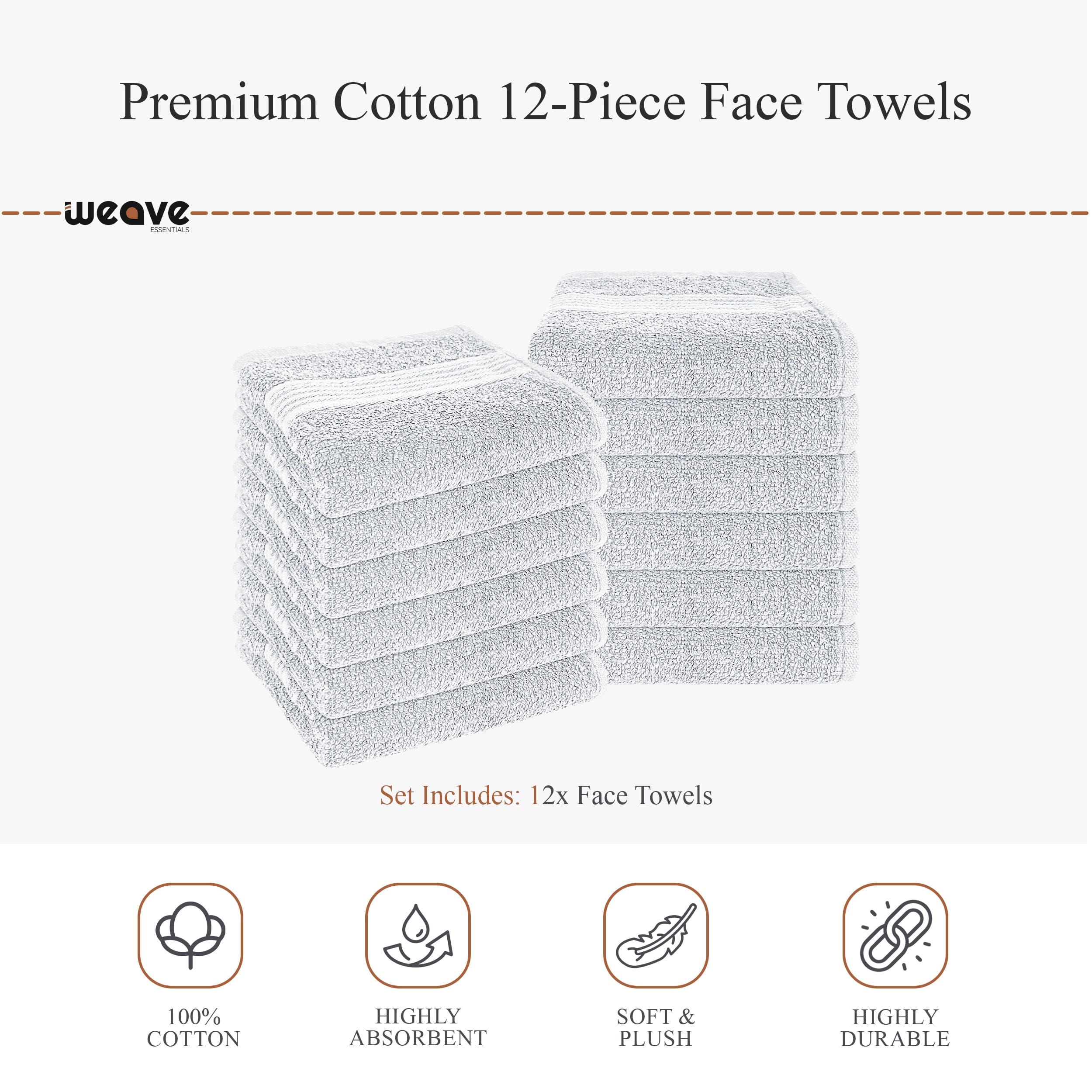 OLIVIA ROCCO Rhodes Towel White 100% Cotton Hotel Quality Soft Super Absorbent Hand Bath Towels Sheets And Face Cloths Set