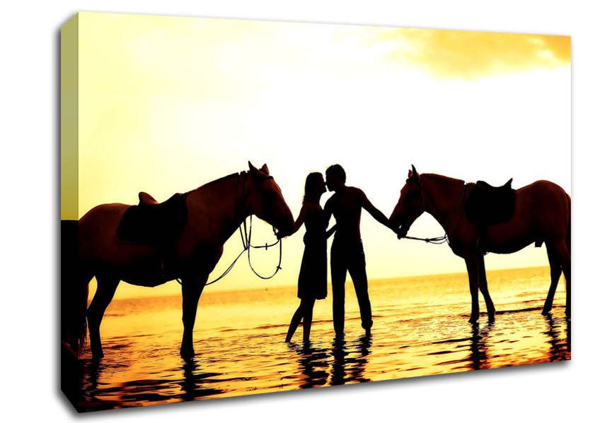 Riding Horses On The Beach Canvas Wall Art - Zestio