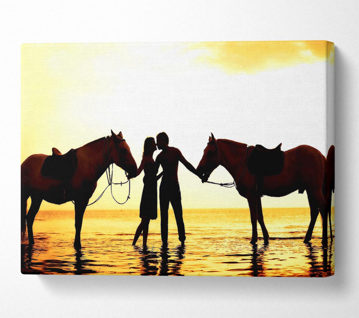 Riding Horses On The Beach Canvas Wall Art - Zestio