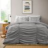OLIVIA ROCCO Ruched Grey Microfibre Duvet Cover Set With Pillowcases Ruffle Bedding Machine Washable Easy Care Bed Linen For Modern Bedrooms