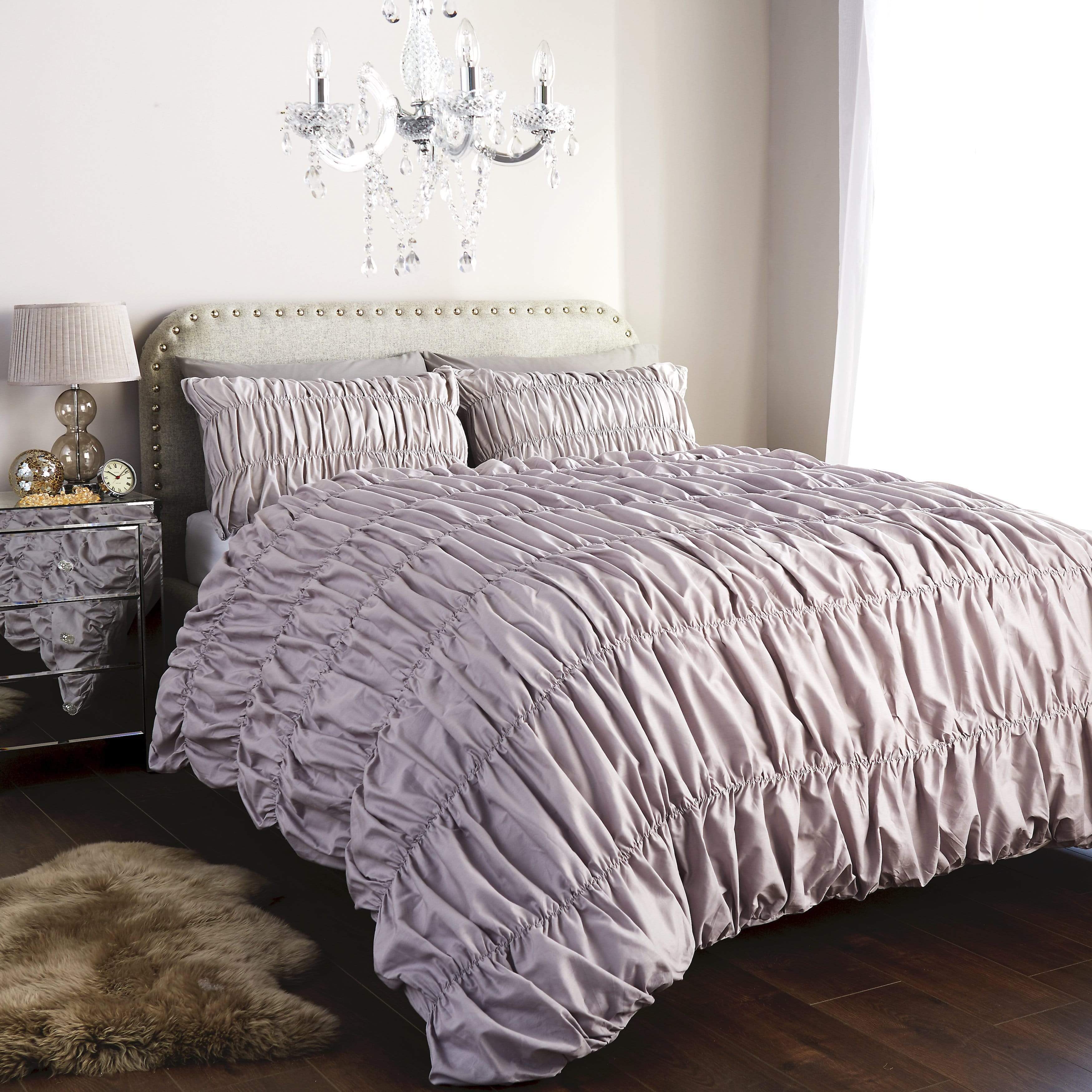 OLIVIA ROCCO Duvet Set Ruched Ruffles Cotton Rich Luxury OEKO TEX Certified Multiple Sizes And Colours England Design Collection