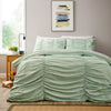 OLIVIA ROCCO Ruched Sage Green Microfibre Duvet Cover Set With Pillowcases, Ruffle Bedding, Easy Care, Durable Microfibre Comfort
