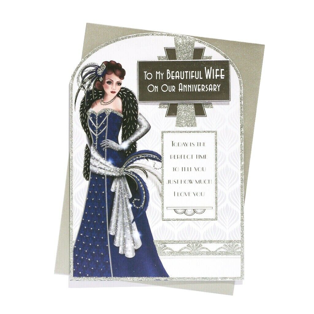 Art Deco Anniversary Card Wife