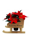 Christmas Memorial Wooden Sleigh WITH Red Poinsettia Grave Pot Included  in loving memory