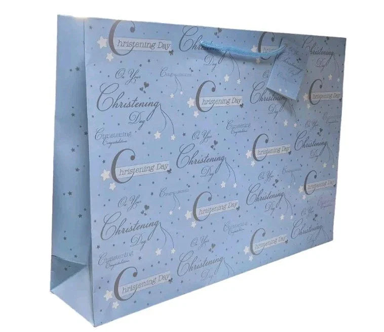 Xlarge Christening Day Gift Bag for BOYS Landscape  BLUE Gift Bag