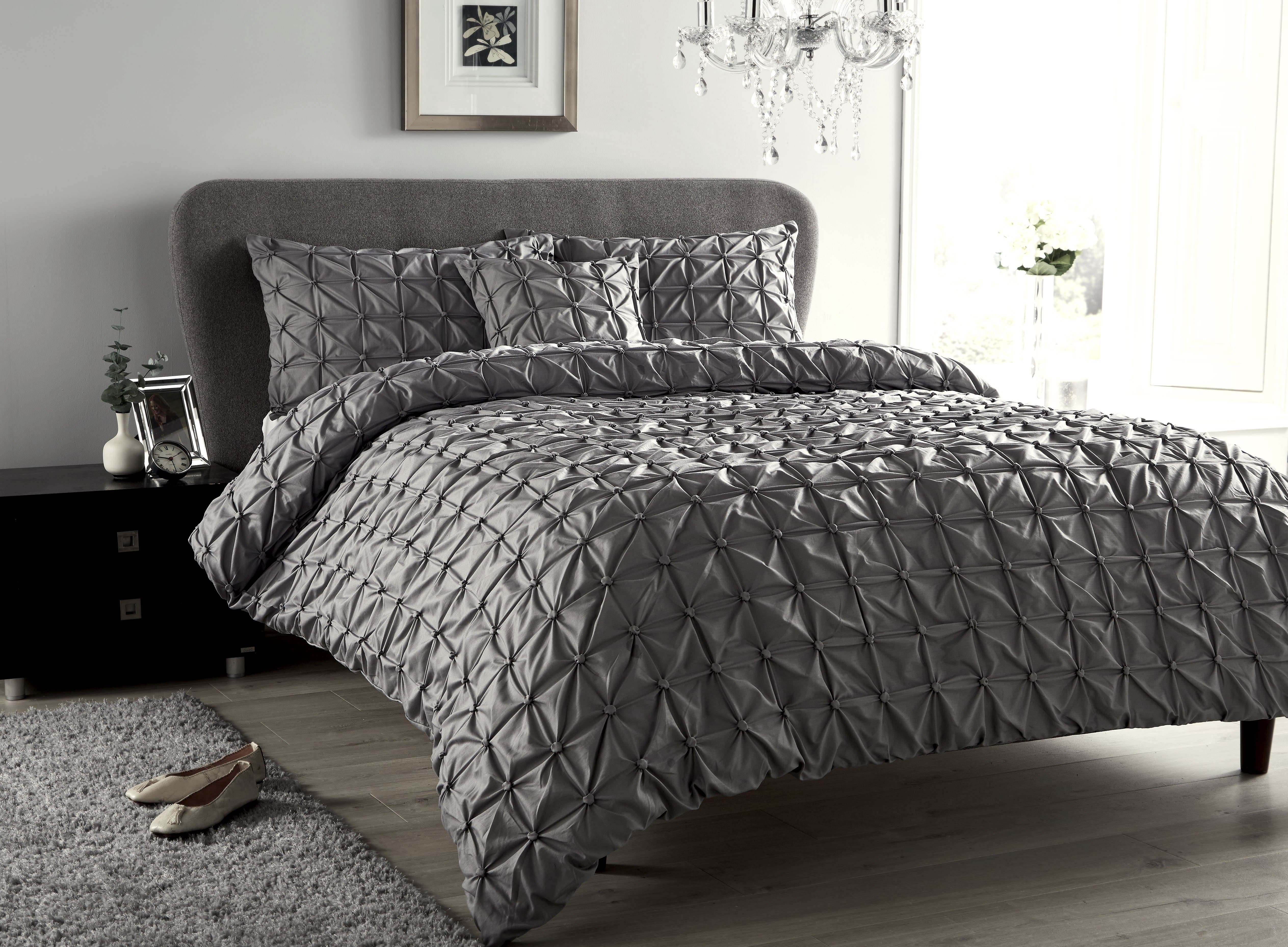 OLIVIA ROCCO Seville Duvet Set Cotton-Rich Luxury With Handmade Pintuck Detailing Super-Soft Bedding All Sizes Designed In England