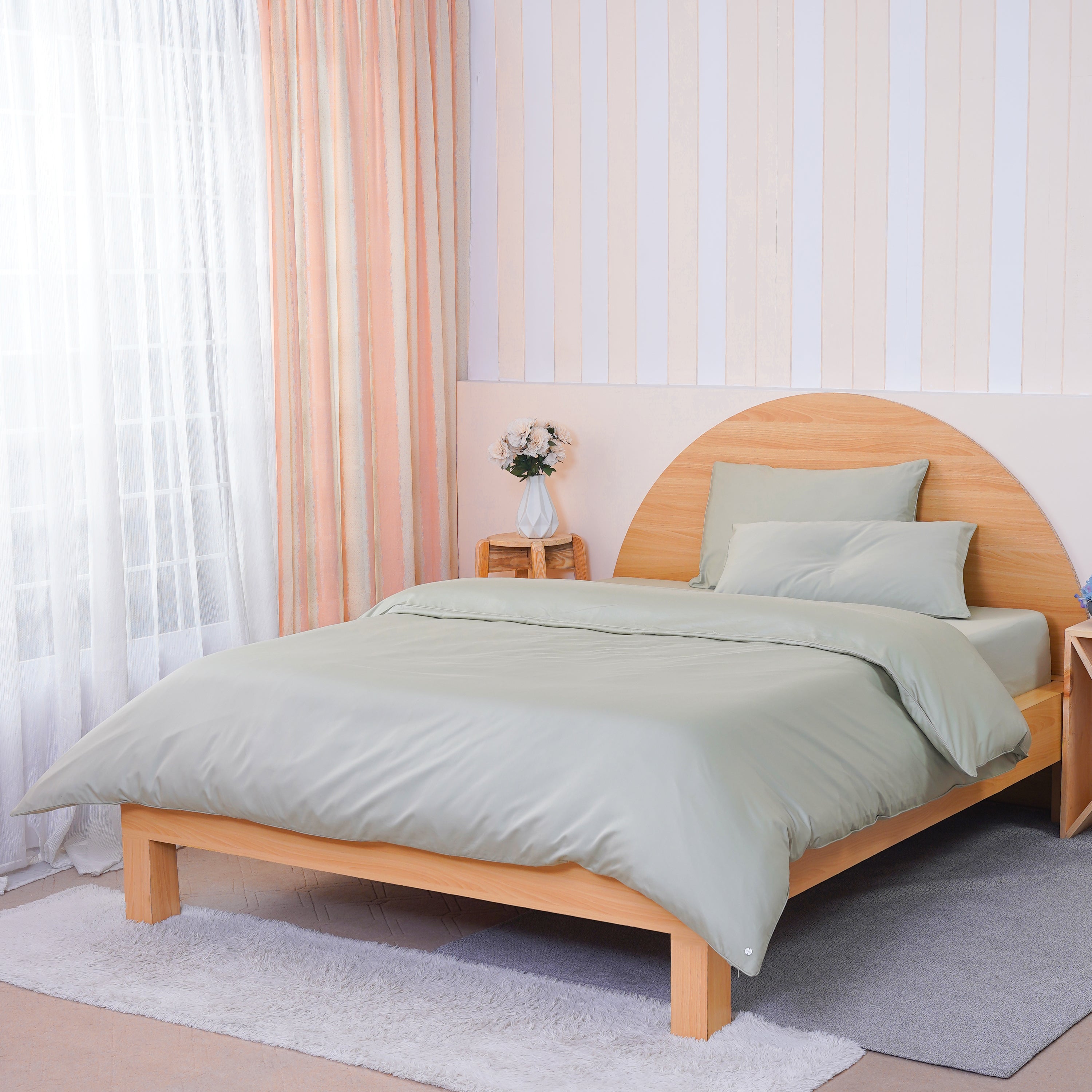 Ackly Bamboo Sage Green Duvet Cover Set