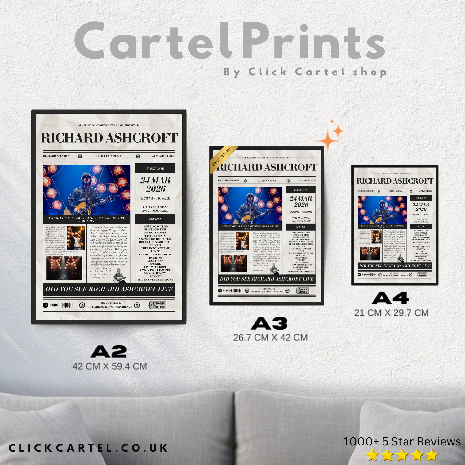 Richard Ashcroft - Personalised Newspaper Style Concert Poster