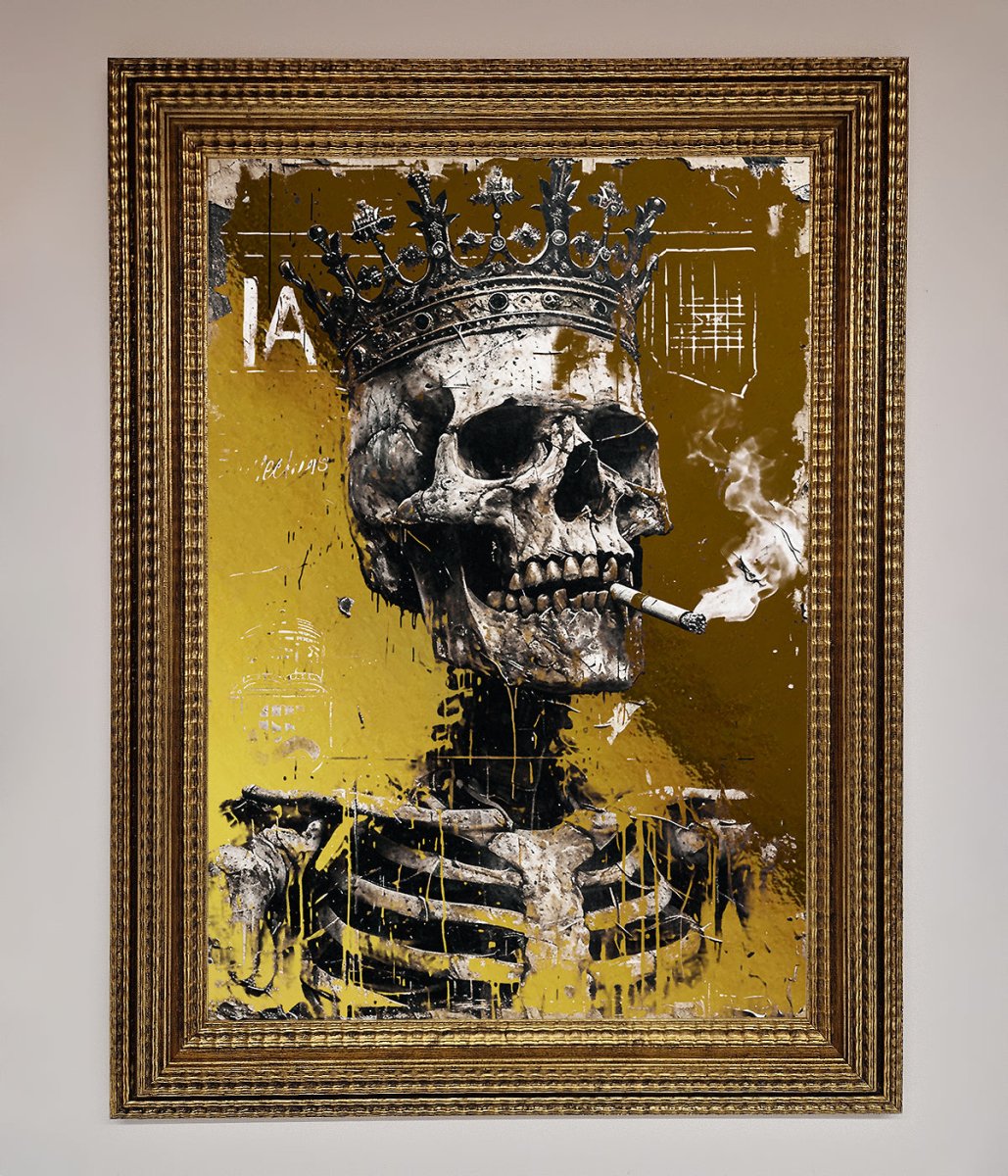 Smoking King Skull Foil Print - Zestio