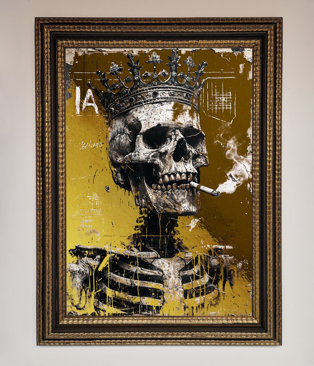 Smoking King Skull Foil Print - Zestio