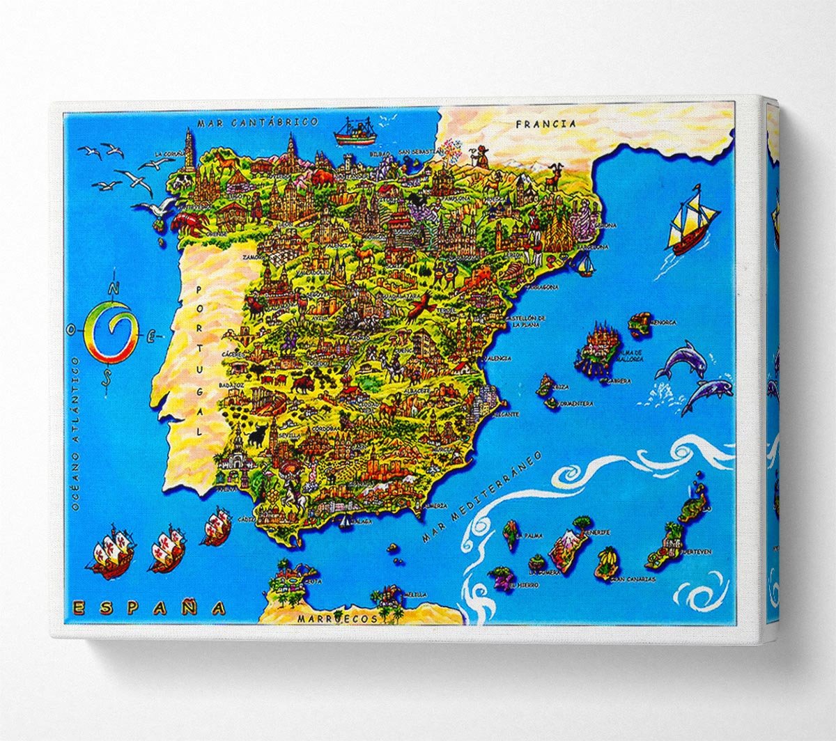 Spanish Map Canvas Wall Art - Zestio