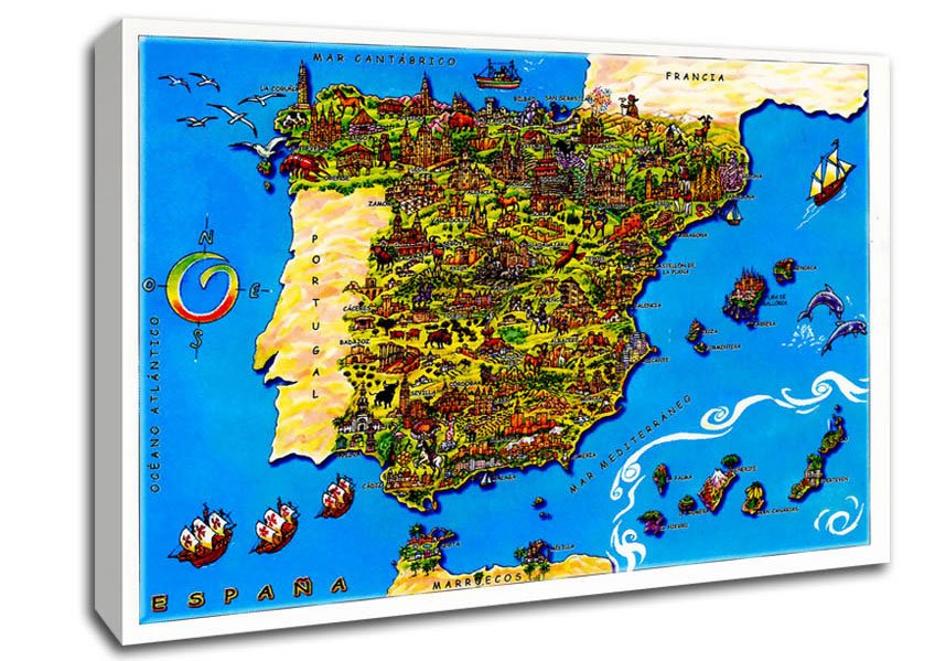 Spanish Map Canvas Wall Art - Zestio