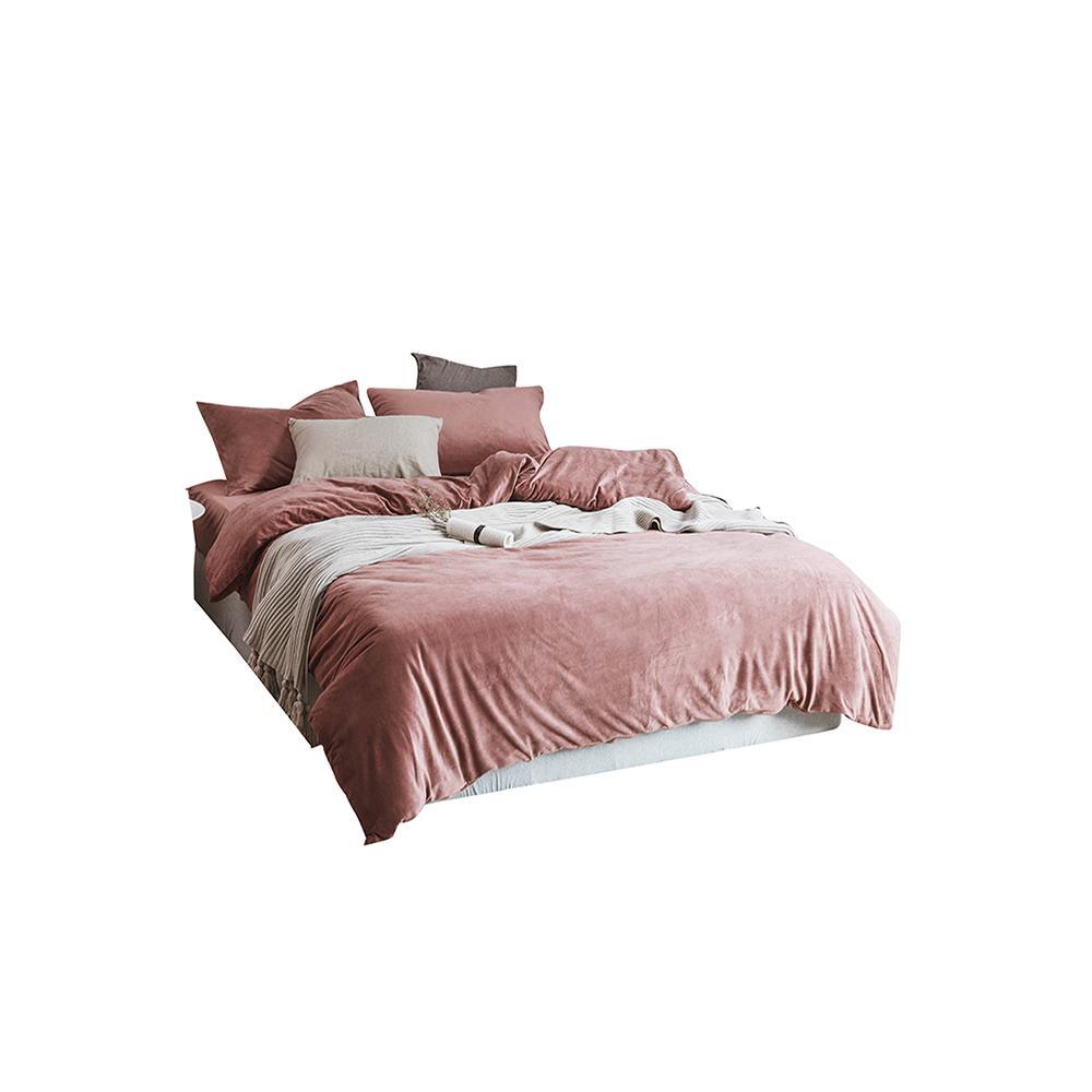 ST254 Velvet Duvet Cover + Bed Sheet + 2 Pillowcases, King