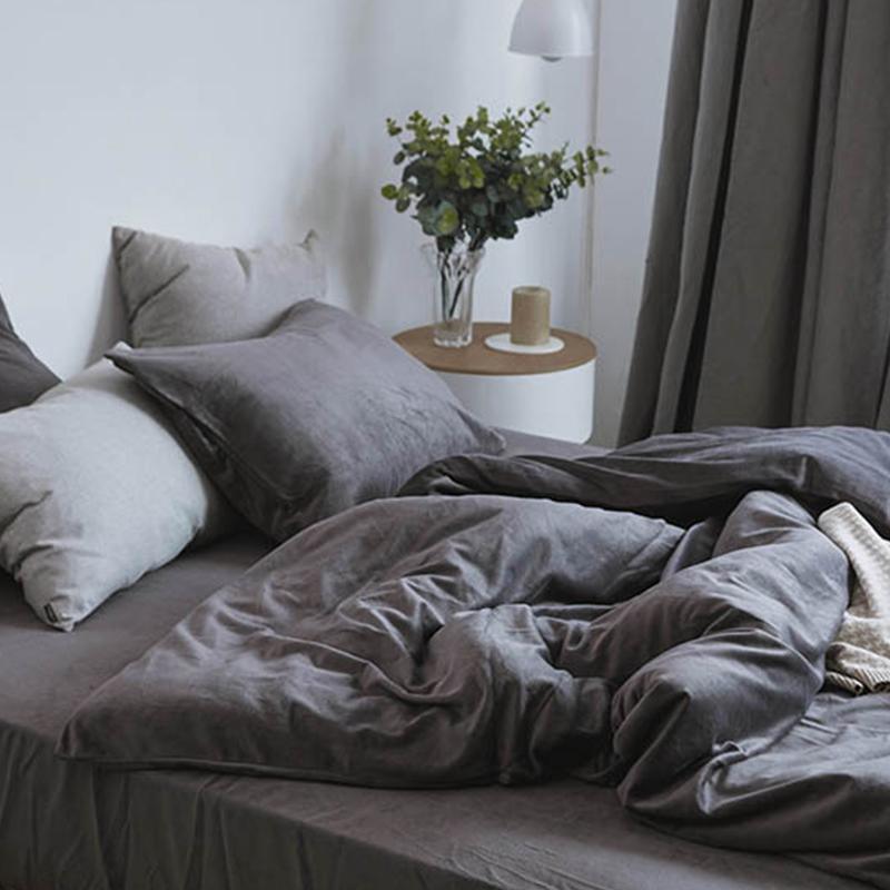 ST254 Velvet Duvet Cover + Bed Sheet + 2 Pillowcases, King