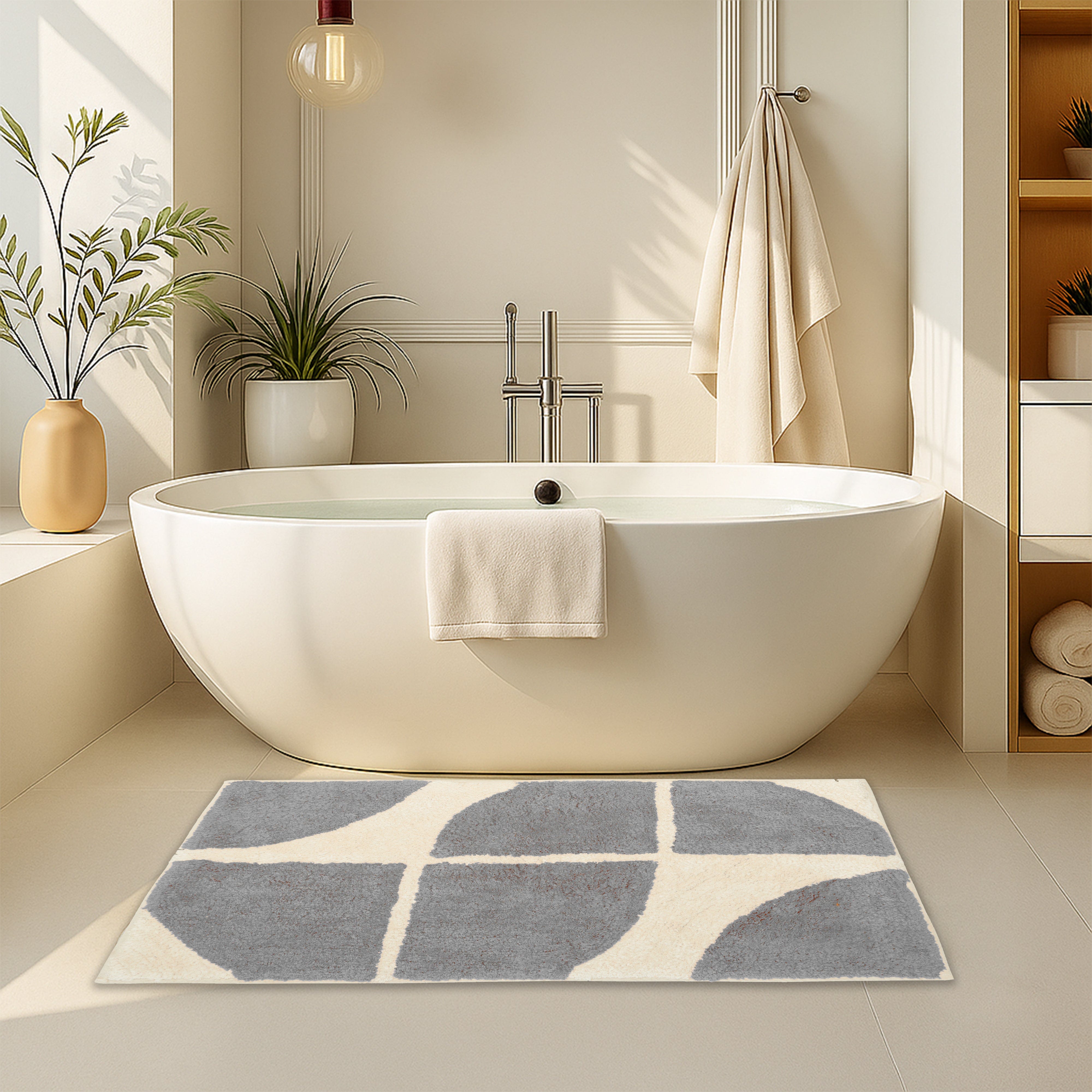 OLIVIA ROCCO Stockholm Bath Mat Non Slip Backing Super Soft Water Absorbent Cotton Blend Quick Drying Bathroom Floor Rug