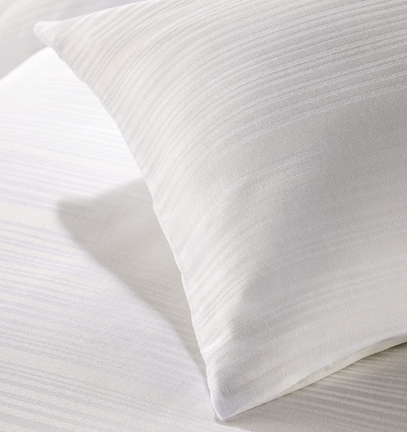 OLIVIA ROCCO Stripe Jacquard Reversible Cotton Blend Duvet Cover Set With Pillowcases, Eco Friendly Bedding In Multiple Sizes And Colours