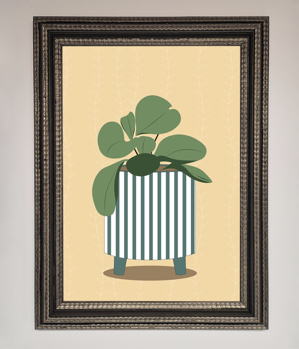 Striped Potted Plant Framed Wall Art - Zestio