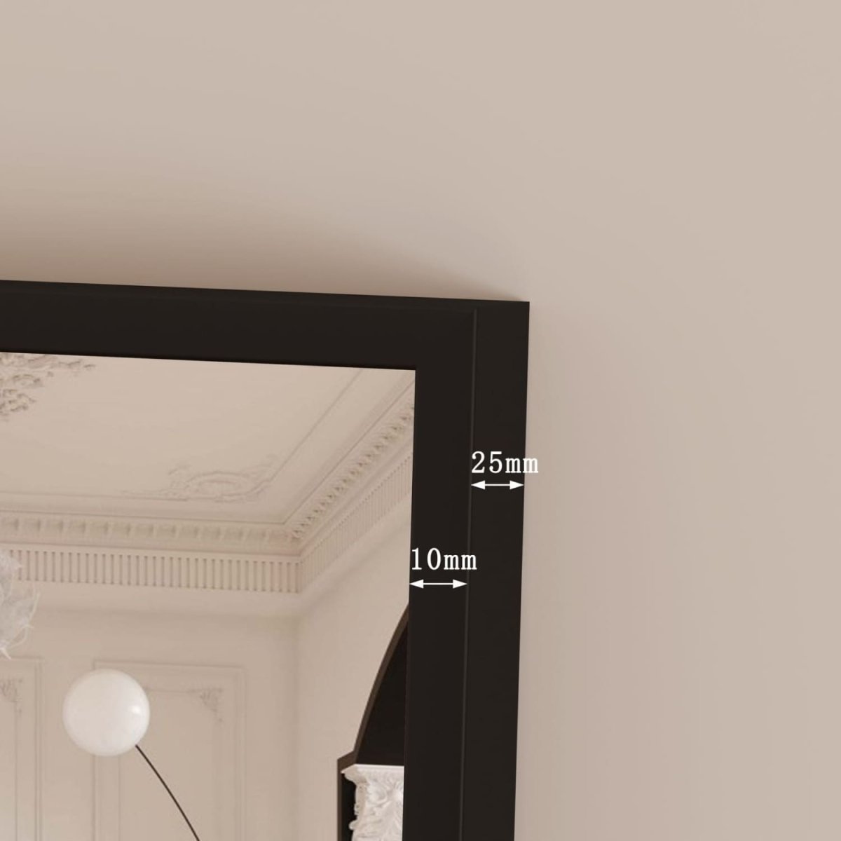 Takara - Full Length Black Metal Rectangle Mirror - 180cm x 60cm - Zestio