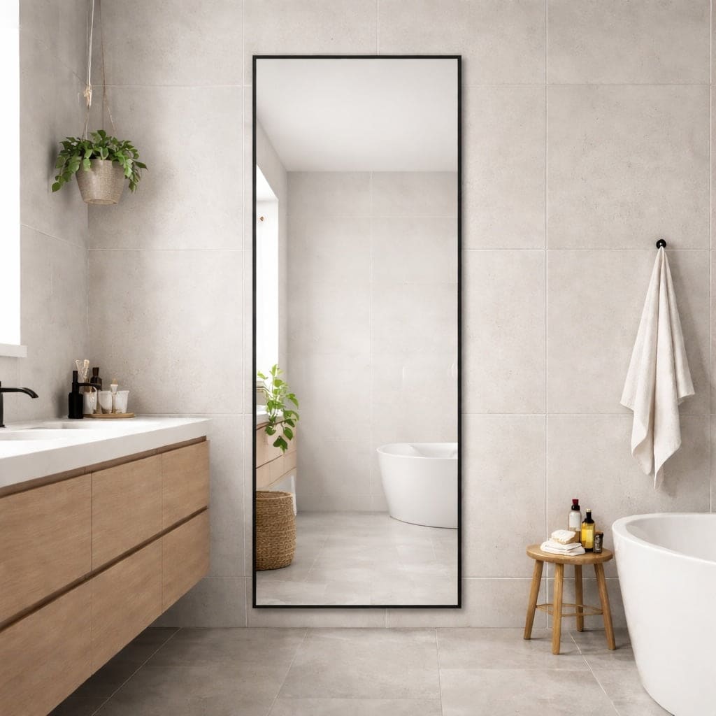 Takara - Full Length Black Metal Rectangle Mirror - 180cm x 60cm - Zestio