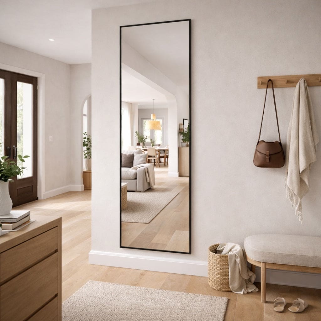 Takara - Full Length Black Metal Rectangle Mirror - 180cm x 60cm - Zestio