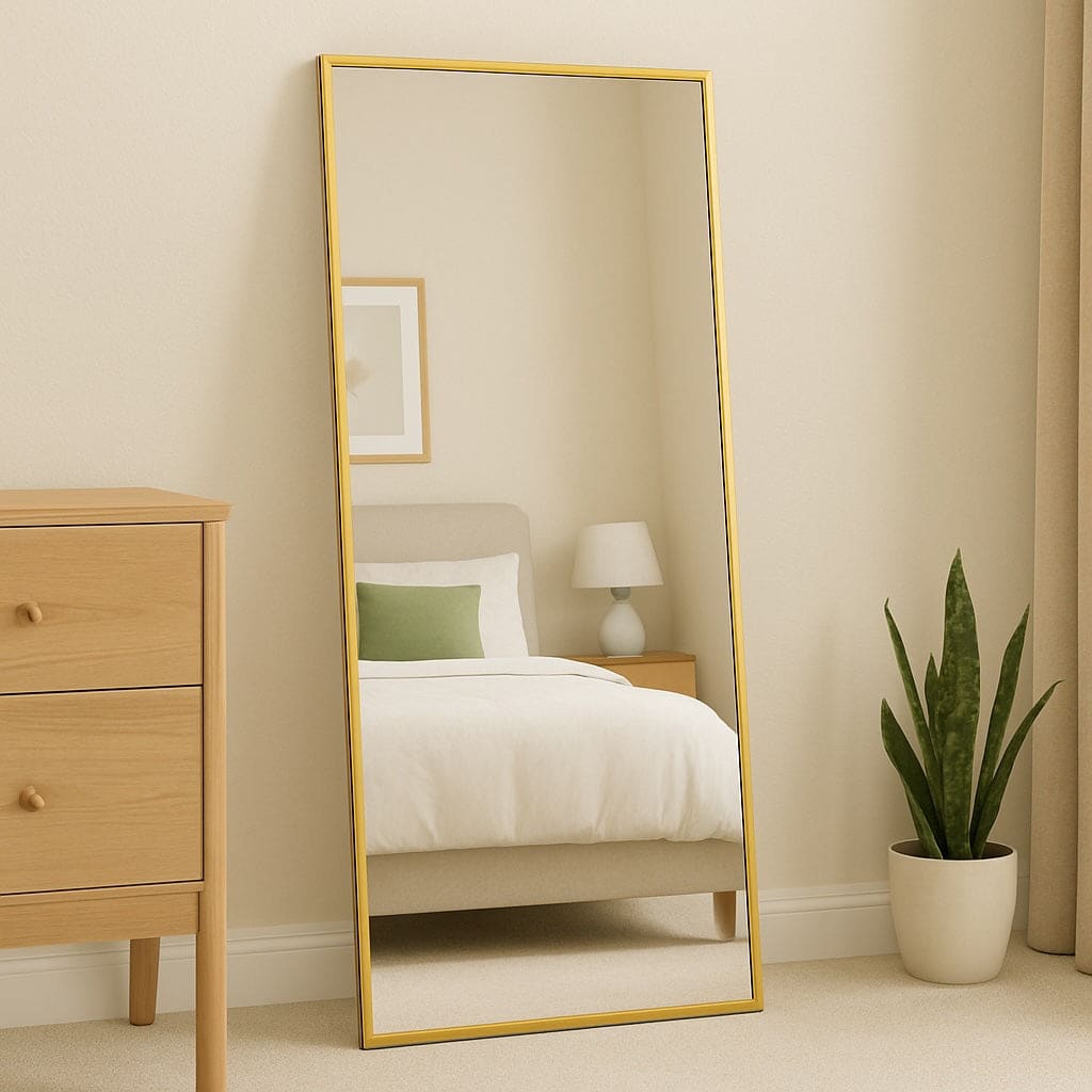 Takara - Full Length Gold Metal Rectangle Mirror - 180cm x 90cm - Zestio