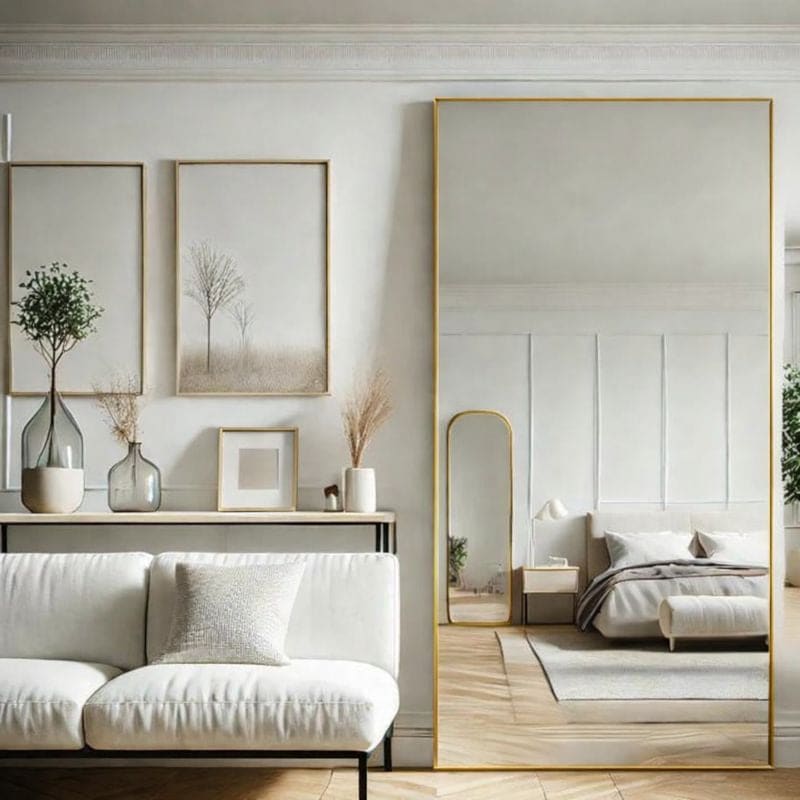 Takara - Full Length Gold Metal Rectangle Mirror - 180cm x 90cm - Zestio