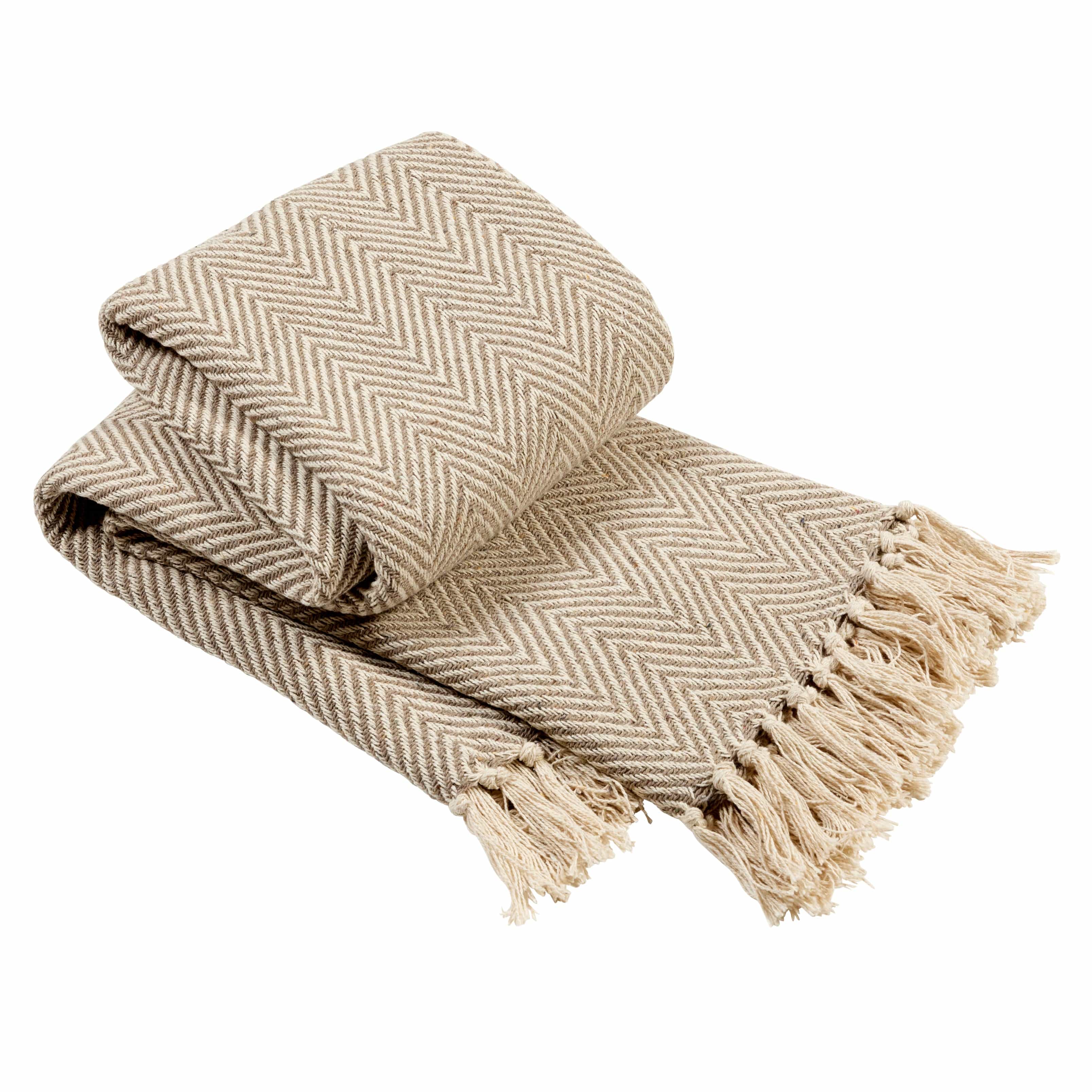 OLIVIA ROCCO Tangier Recycled Cotton Throw Blanket With Decorative Tassels Lightweight Cozy Eco Friendly For Sofa Bed Chair