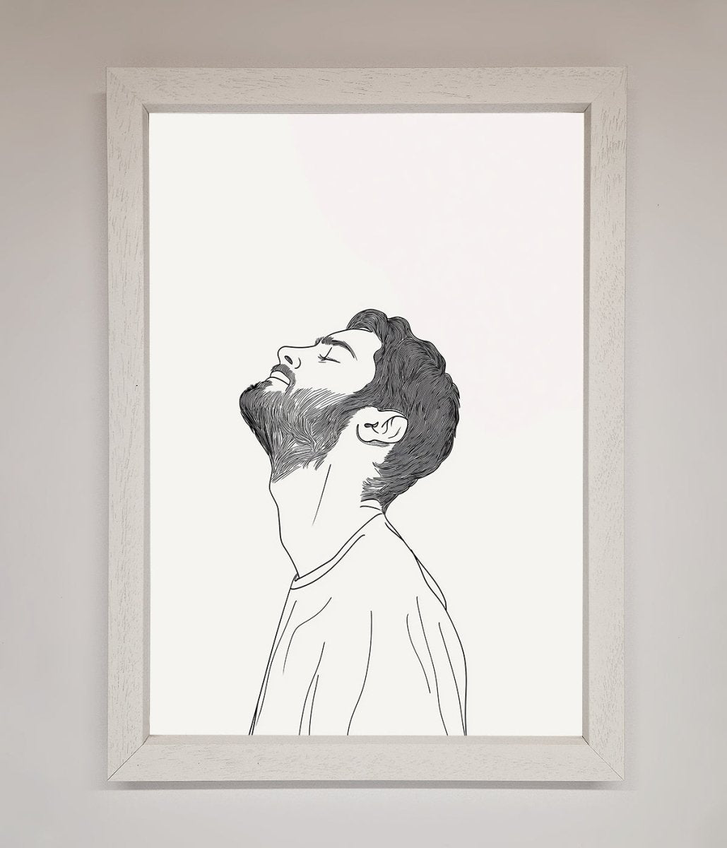 The Man In The Morning Line Art Framed Print - Zestio