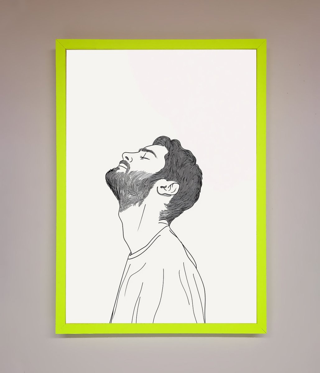 The Man In The Morning Line Art Framed Print - Zestio