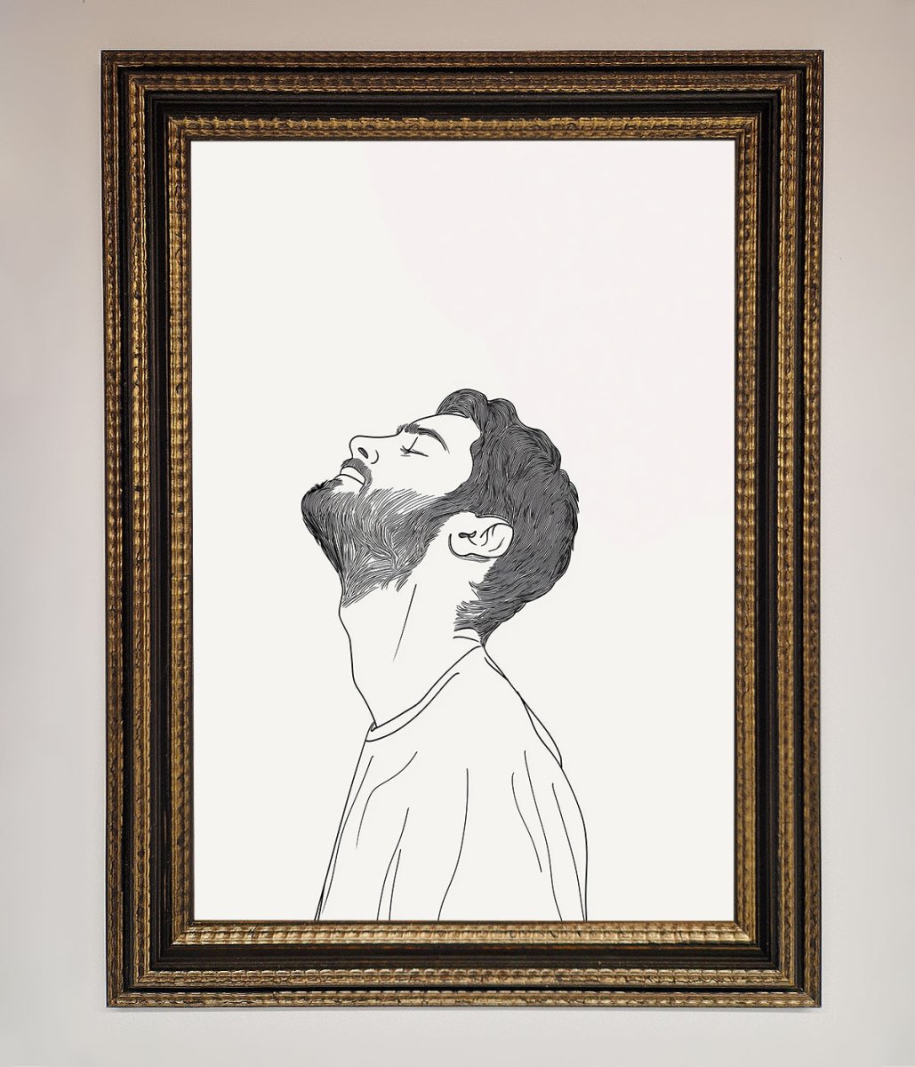 The Man In The Morning Line Art Framed Print - Zestio