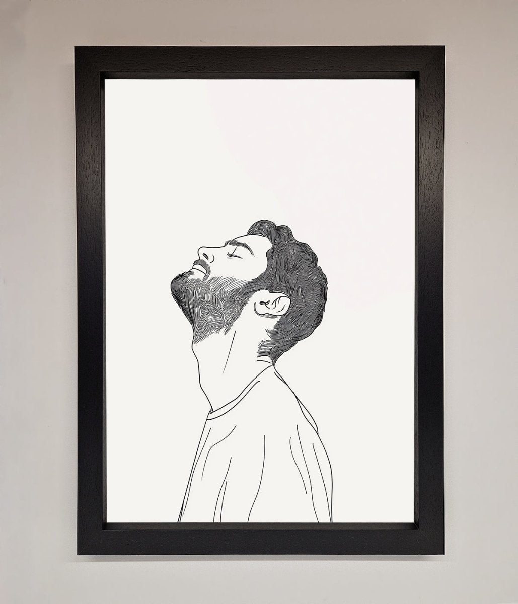 The Man In The Morning Line Art Framed Print - Zestio