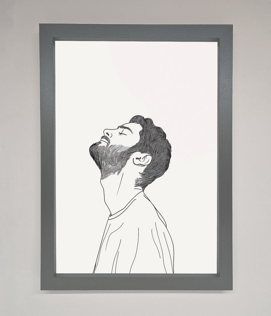 The Man In The Morning Line Art Framed Print - Zestio
