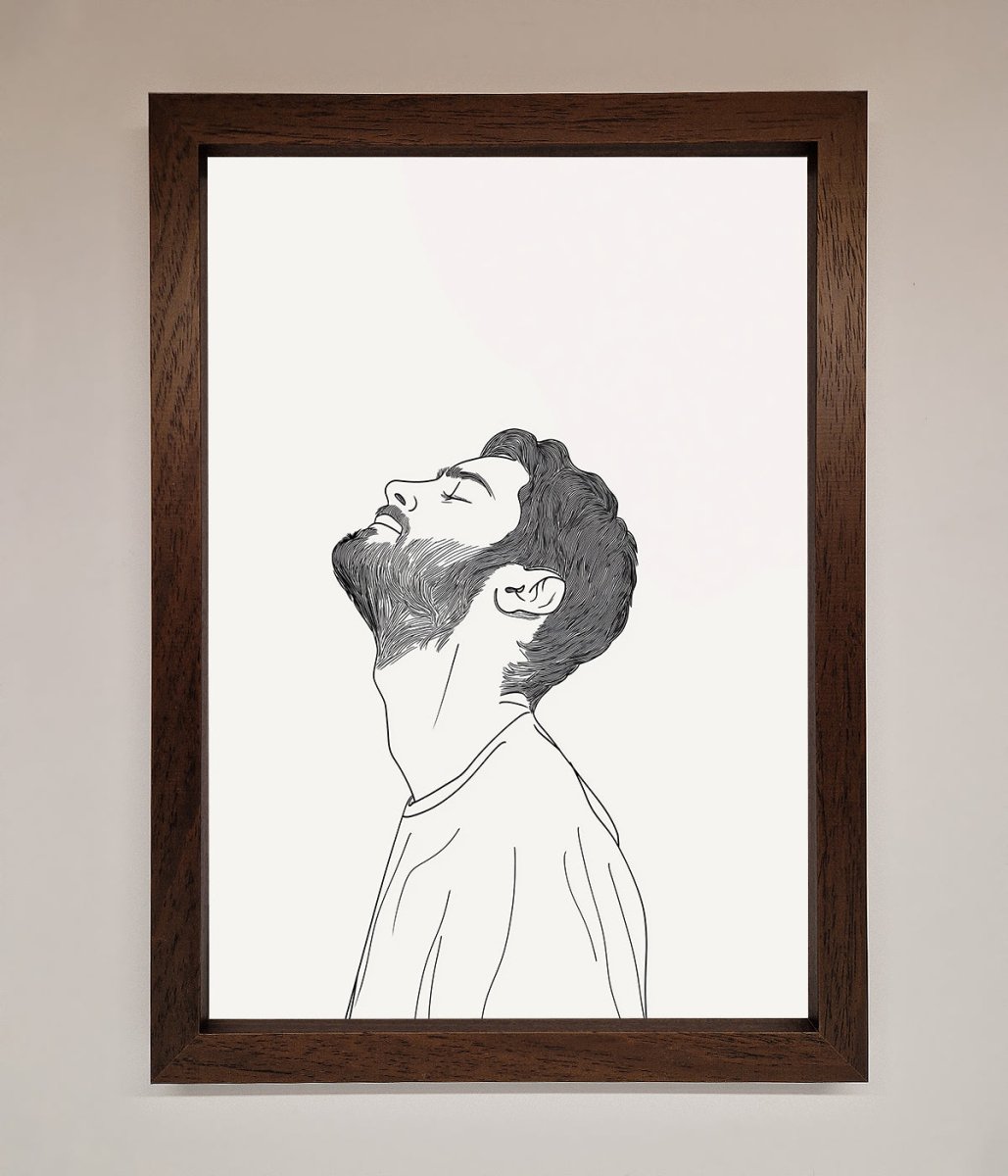 The Man In The Morning Line Art Framed Print - Zestio